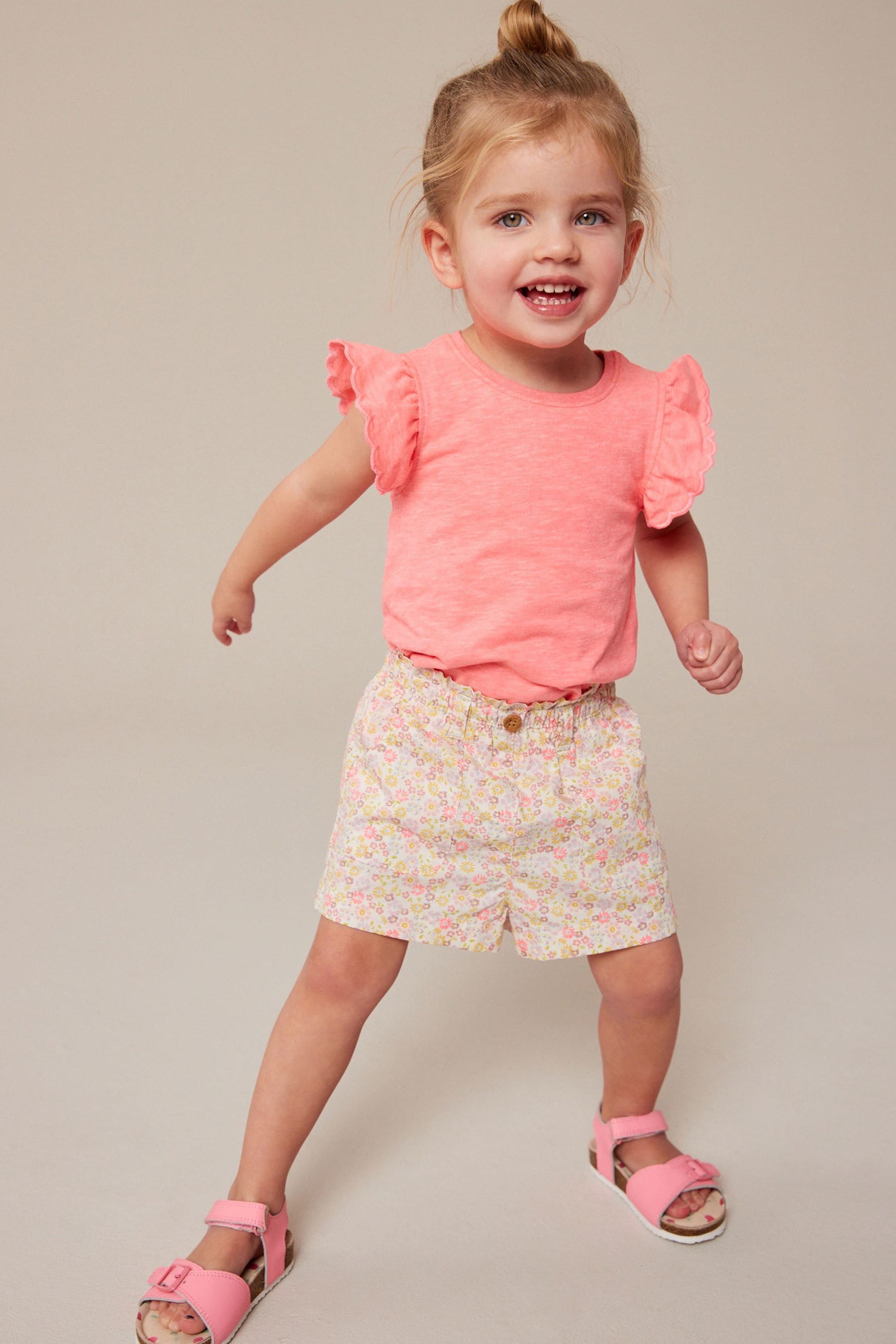 Pink Floral Print 100% Cotton Pull-On Shorts (3mths-7yrs)