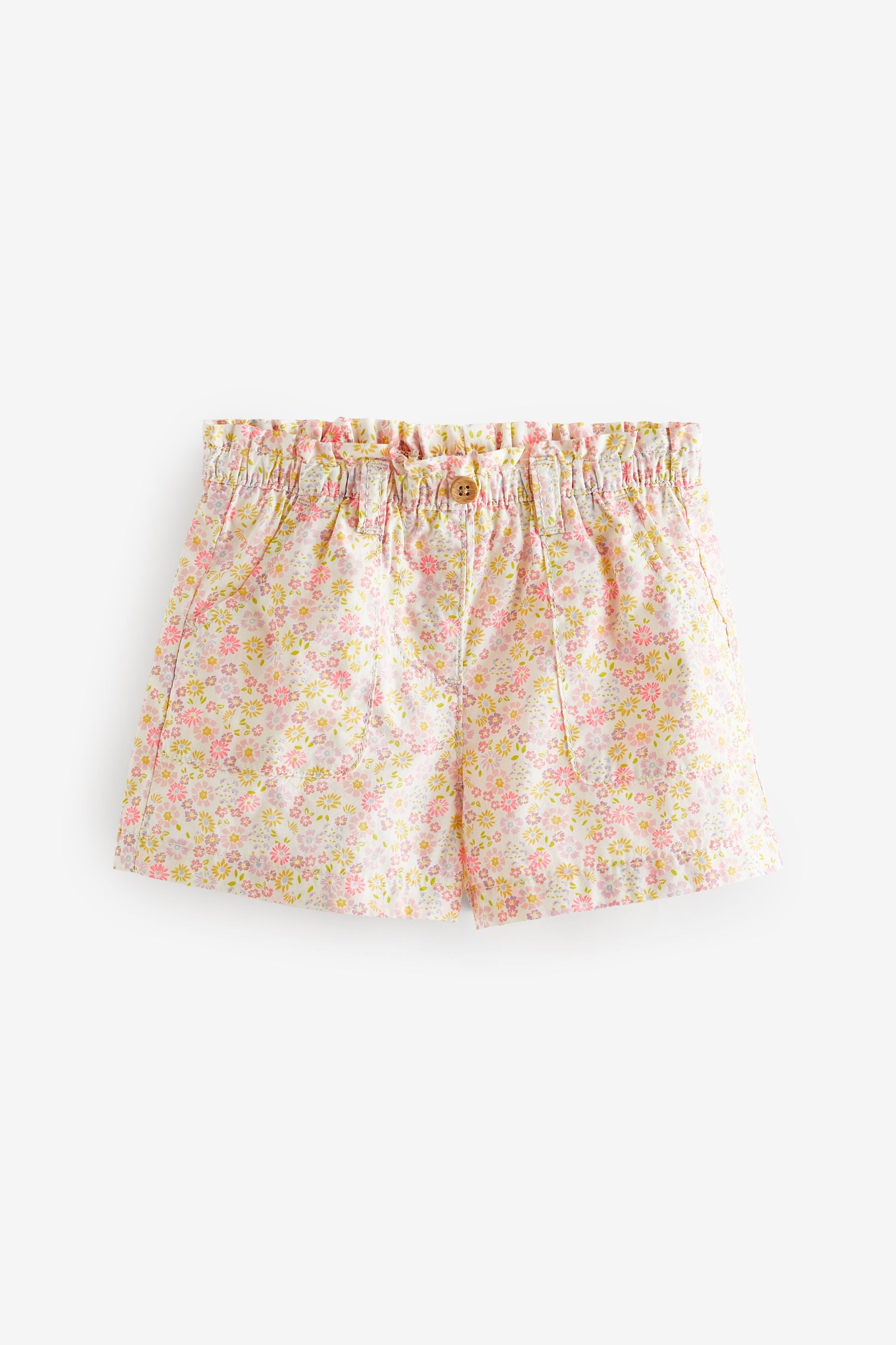 Pink Floral Print 100% Cotton Pull-On Shorts (3mths-7yrs)