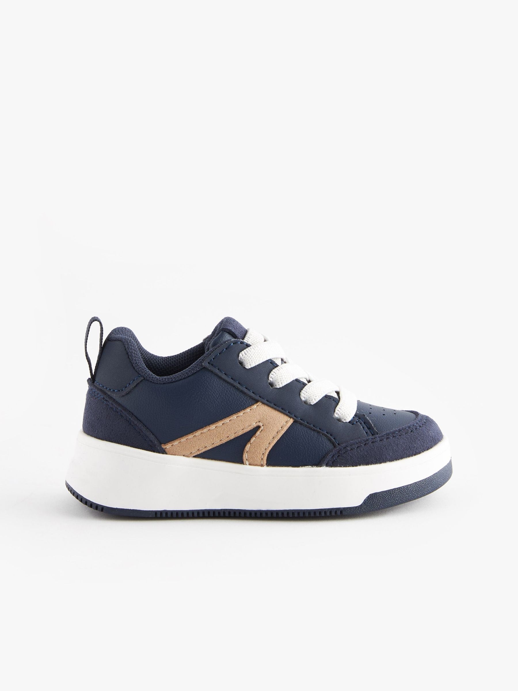 Navy Blue Standard Fit (F) Elastic Lace Trainers