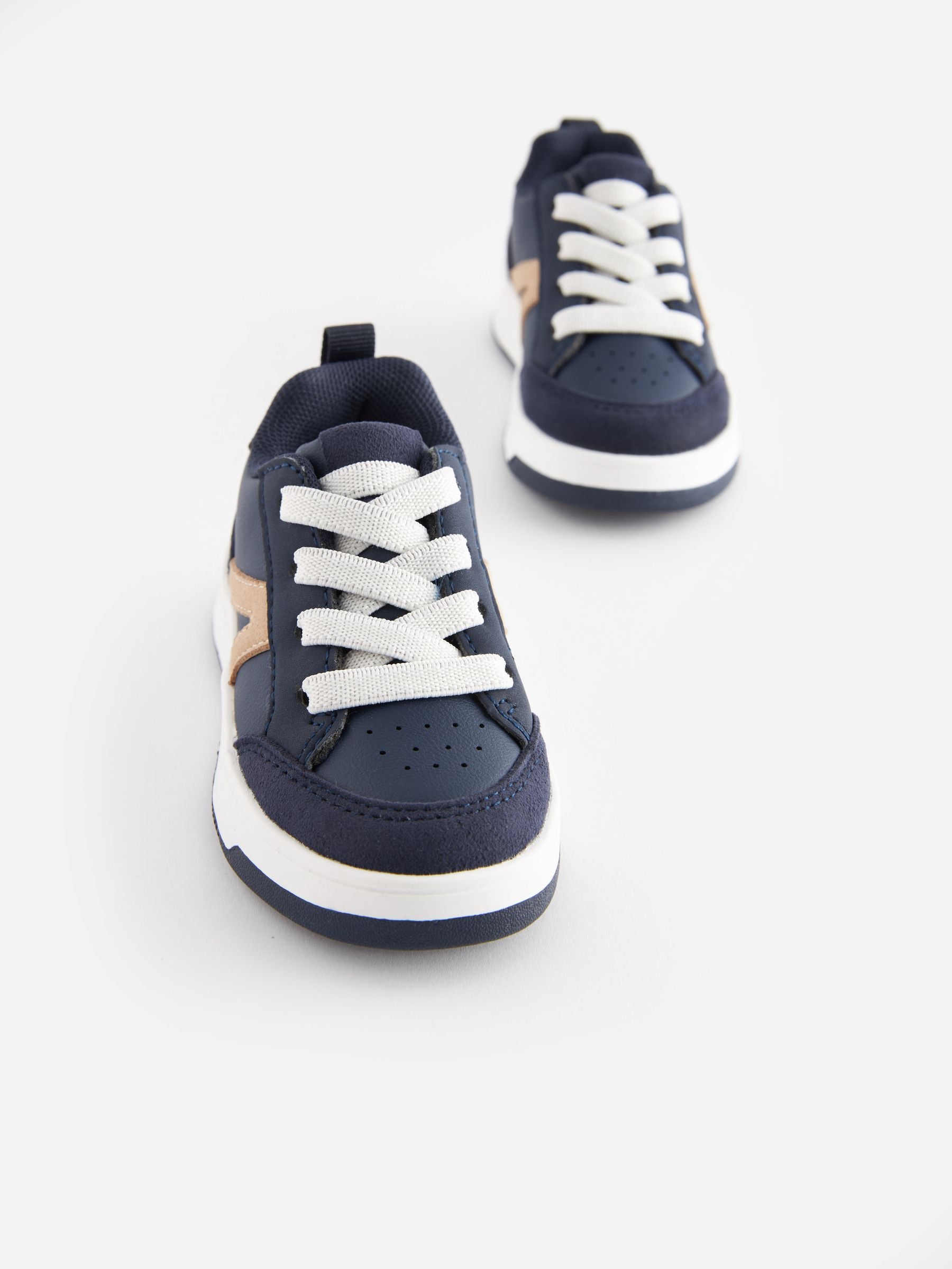 Navy Blue Standard Fit (F) Elastic Lace Trainers