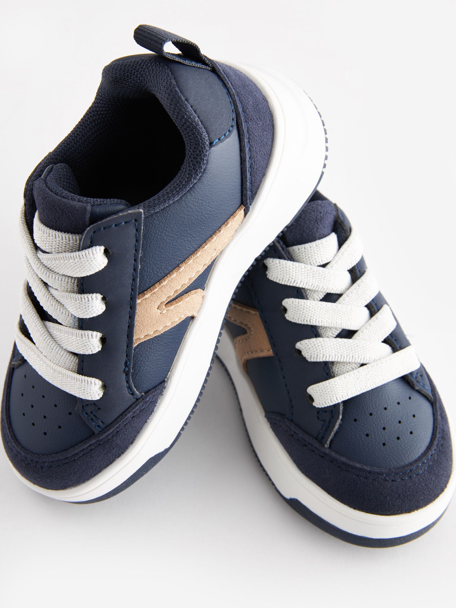 Navy Blue Standard Fit (F) Elastic Lace Trainers