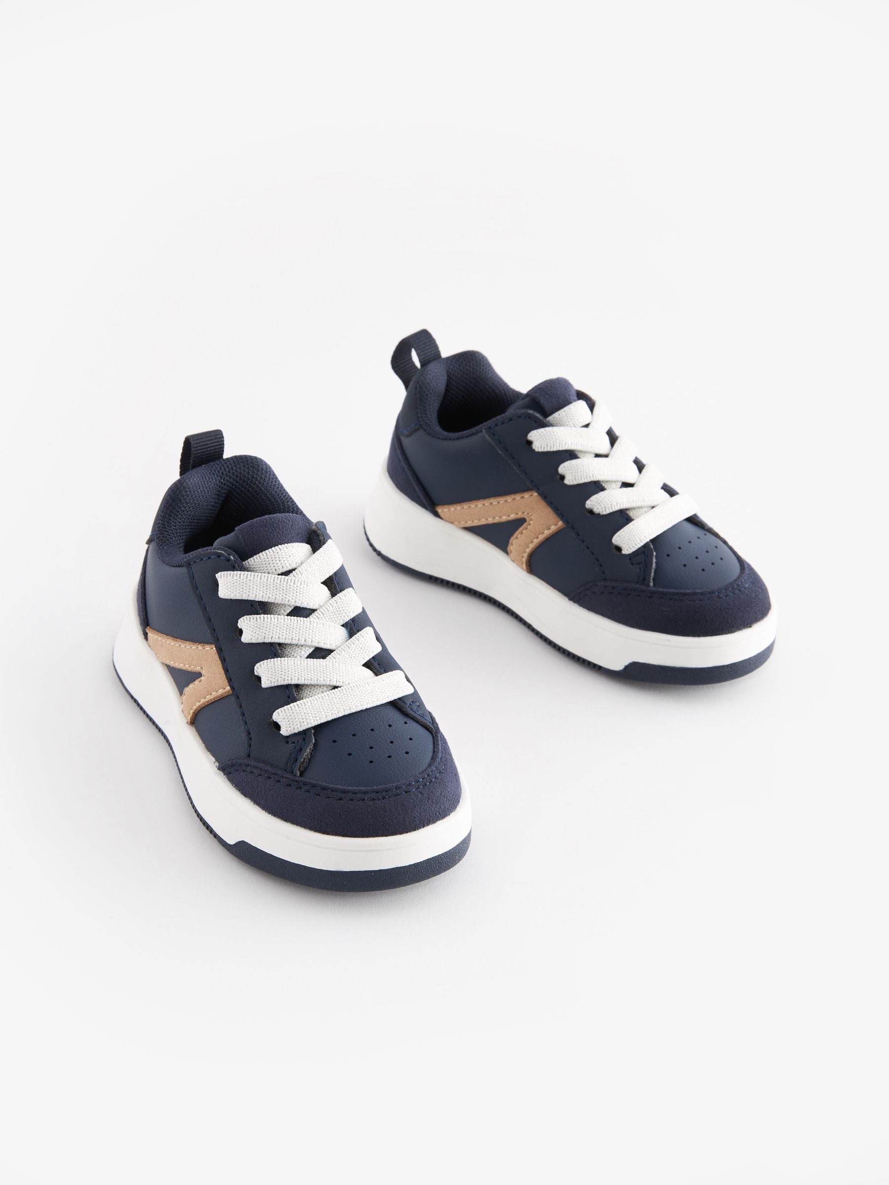 Navy Blue Standard Fit (F) Elastic Lace Trainers