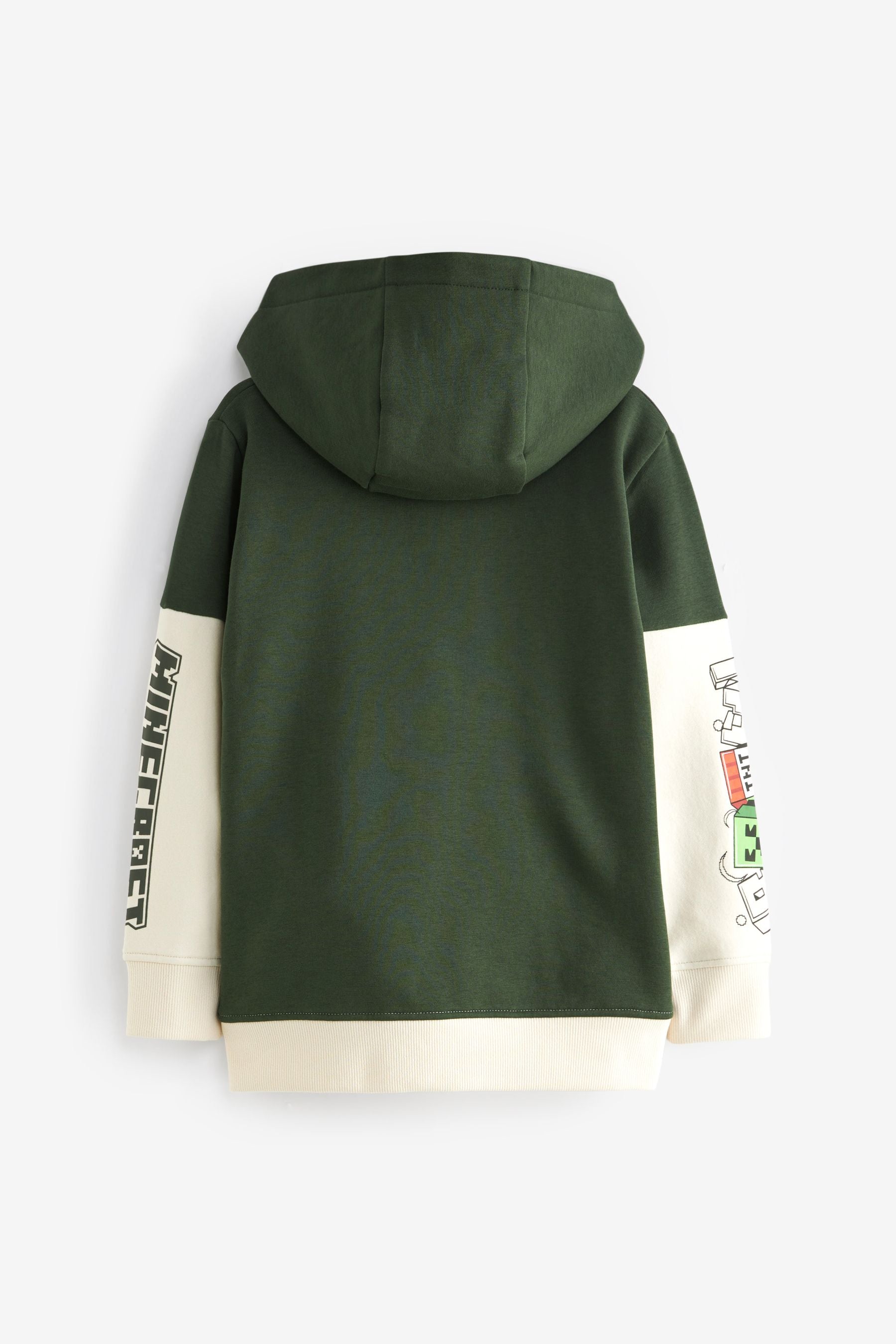 Khaki Green/Cream Colourblock Minecraft License Hoodie (3-16yrs)