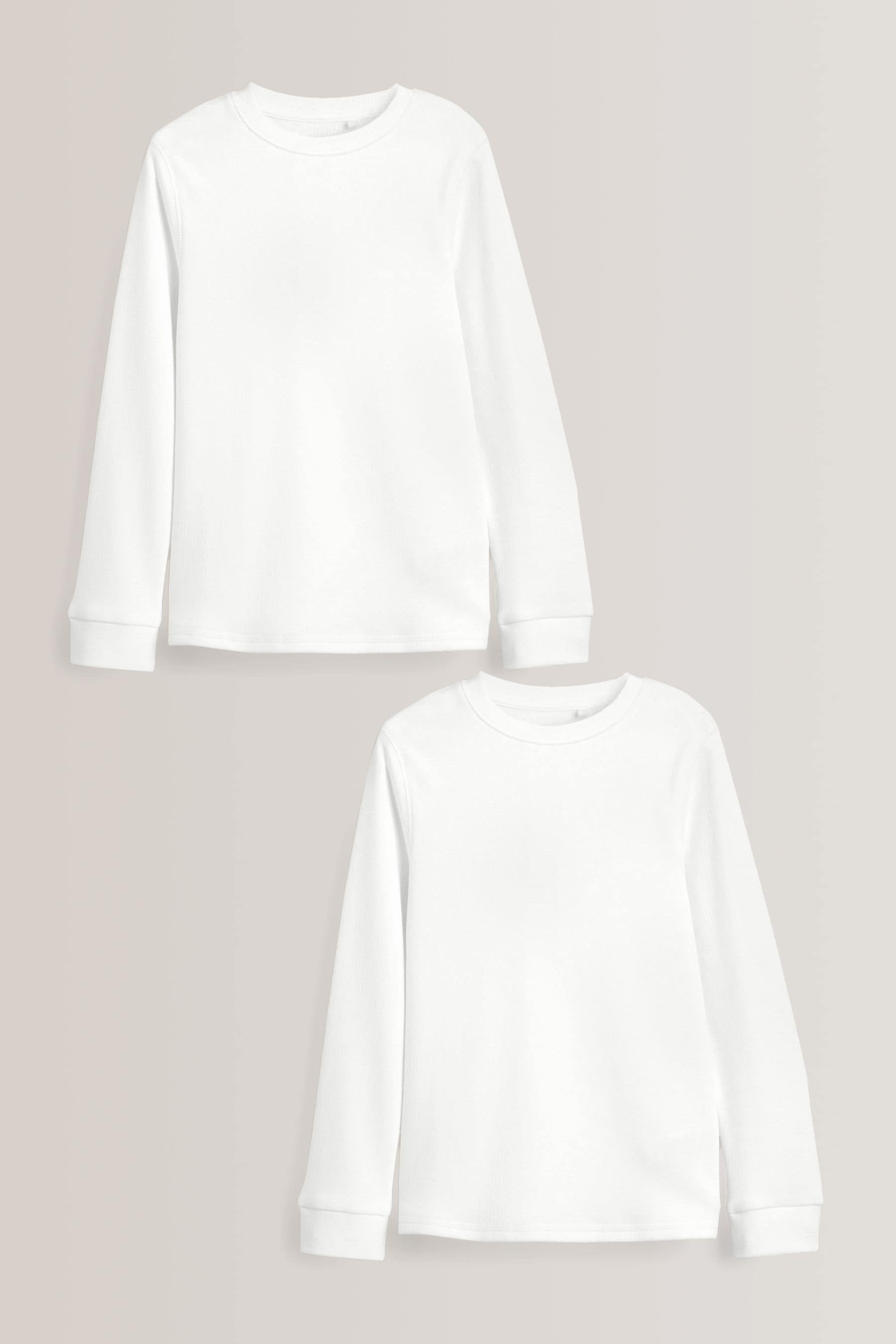 White Long Sleeve Thermal Tops 2 Pack (2-16yrs)