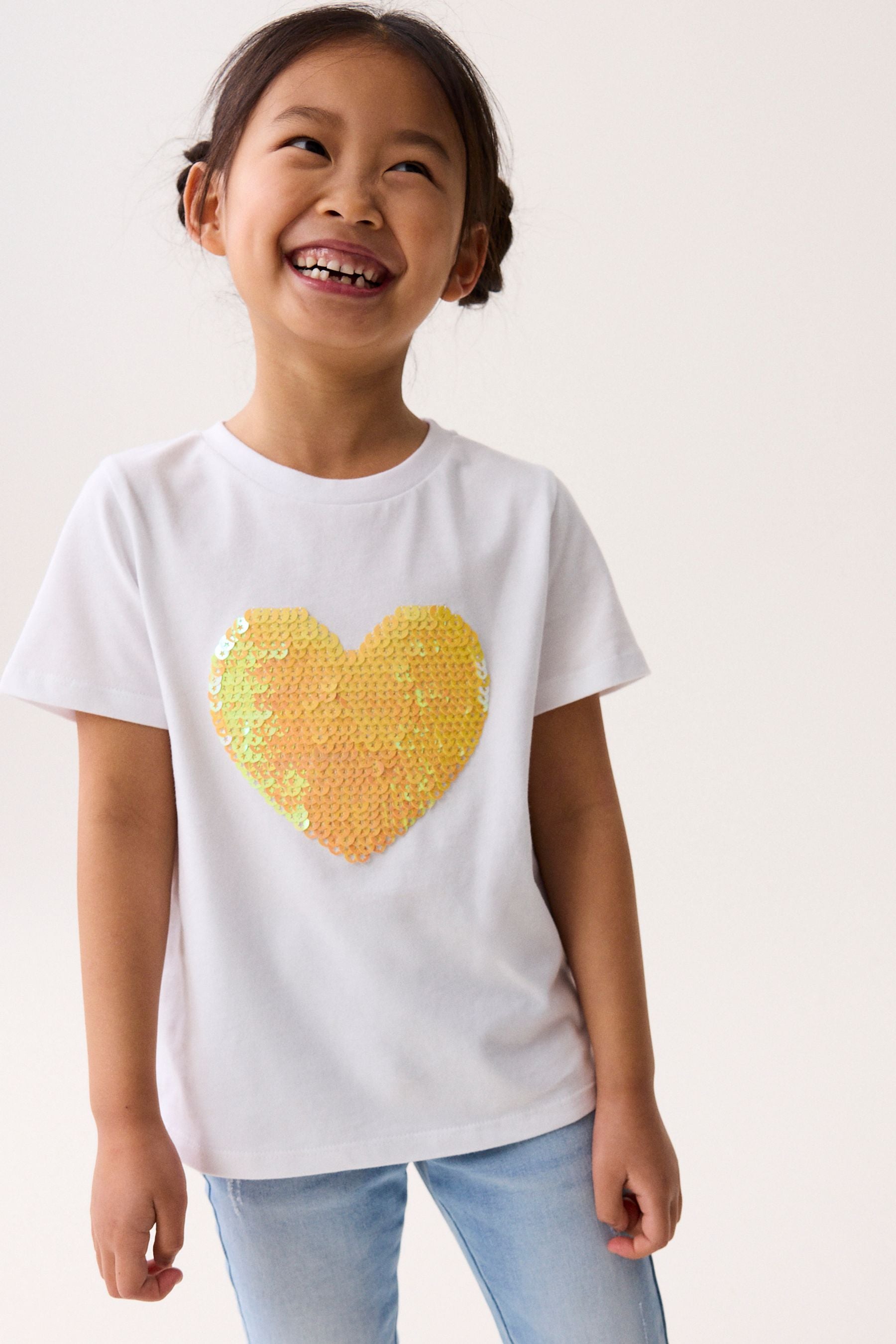 Yellow Heart Sequin T-Shirt (3-16yrs)