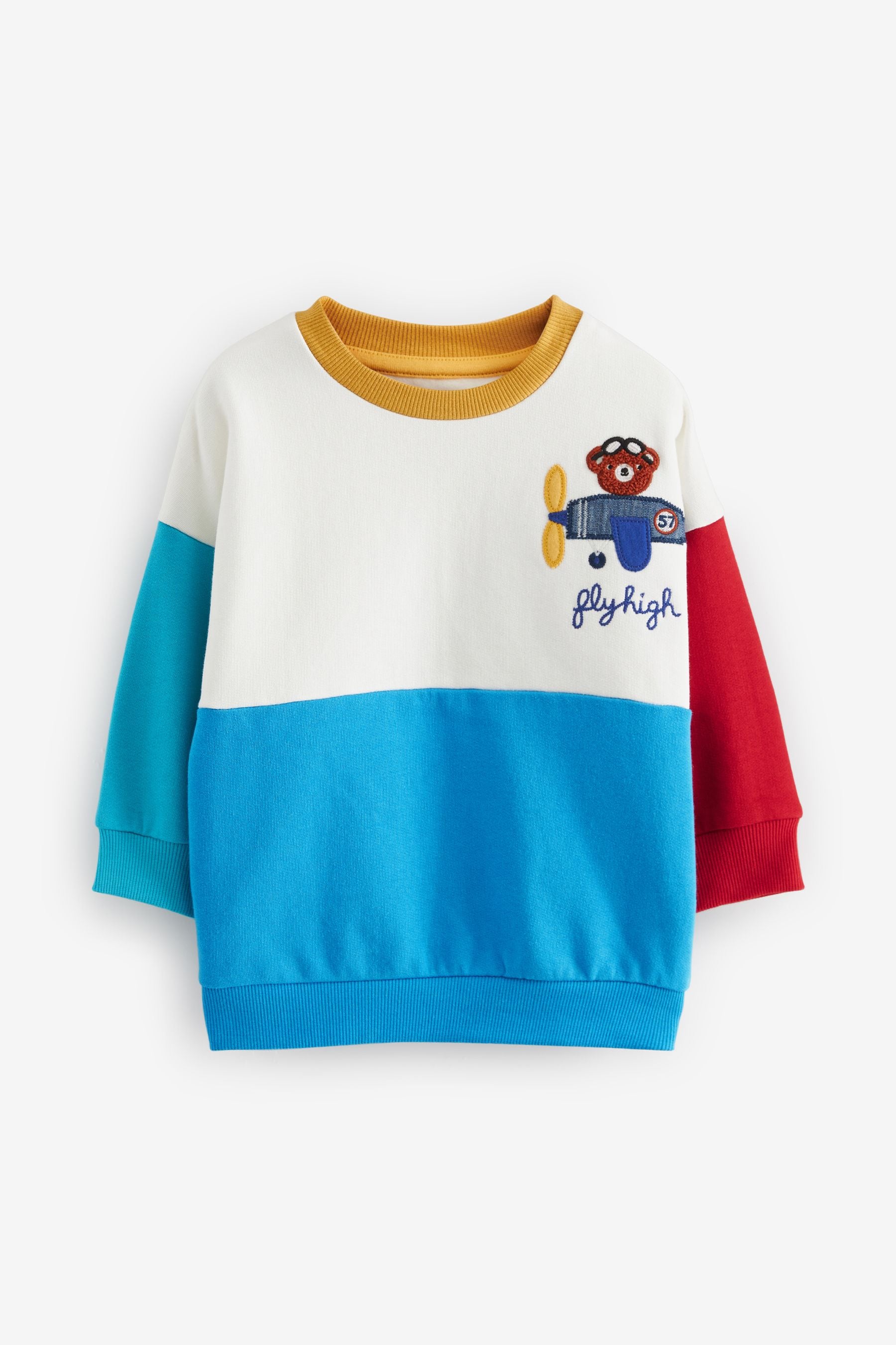 White/Blue/Red Colourblock Character Crew Neck Sweatshirt (3mths-7yrs)