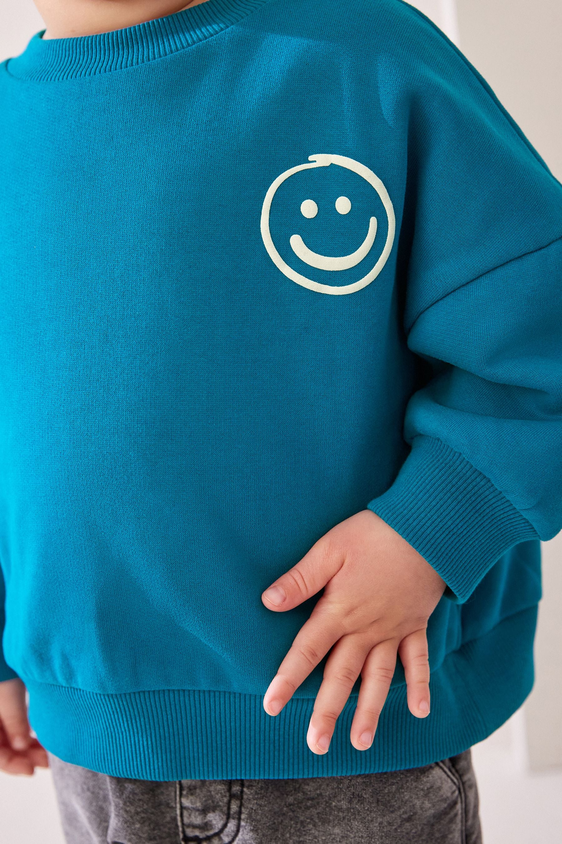 Teal Blue Crew Neck 100% Cotton Sweatshirt (3mths-7yrs)