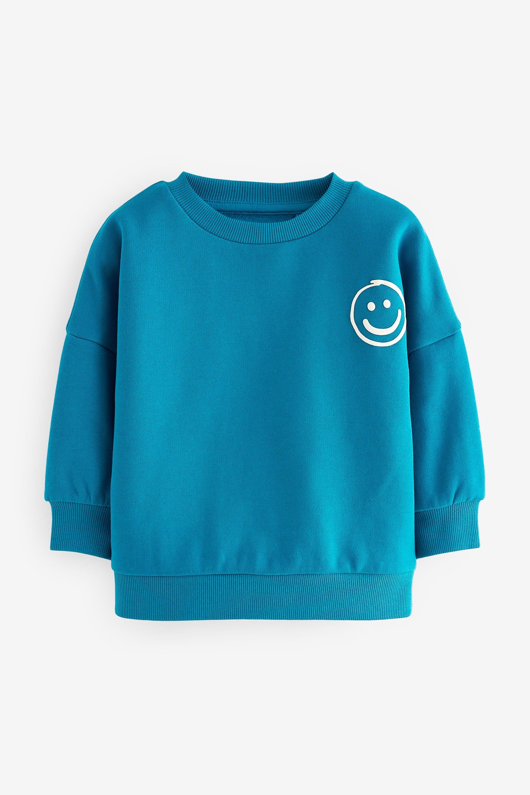 Teal Blue Crew Neck 100% Cotton Sweatshirt (3mths-7yrs)