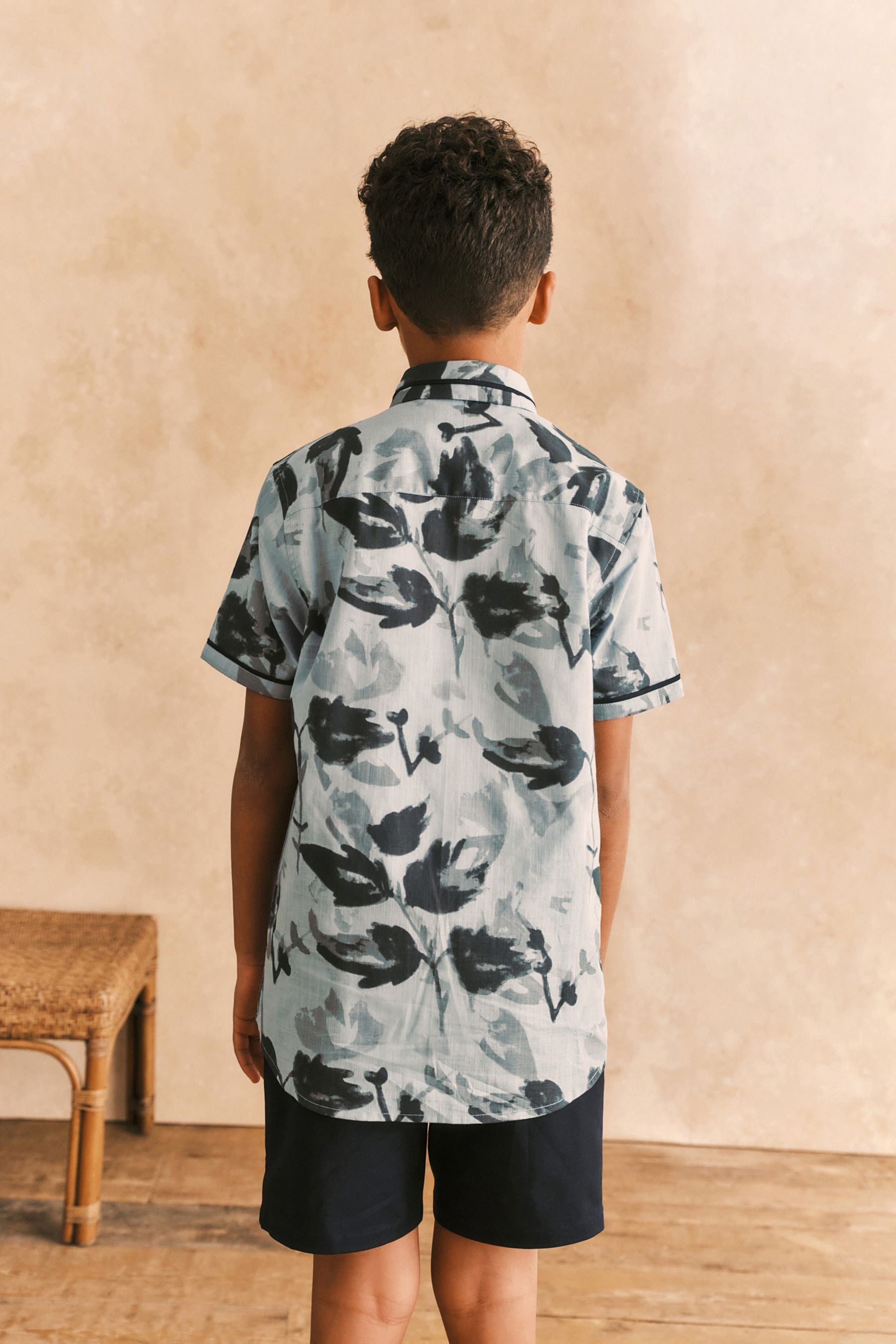 Blue Floral Print Shirt (3-16yrs)