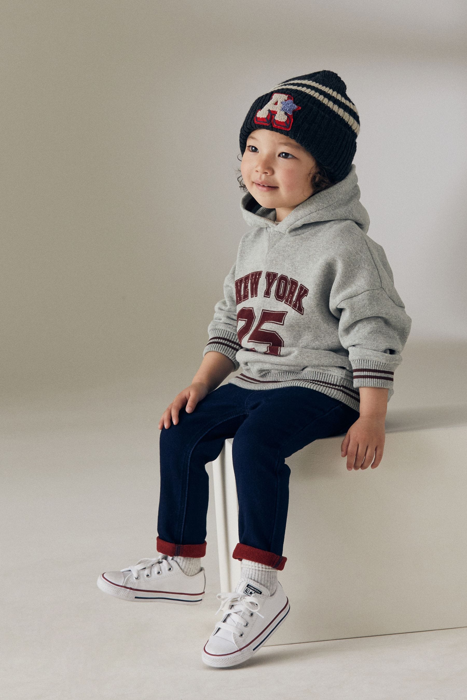 Grey/Burgandy Varsity Jersey Hoodie (3mths-7yrs)