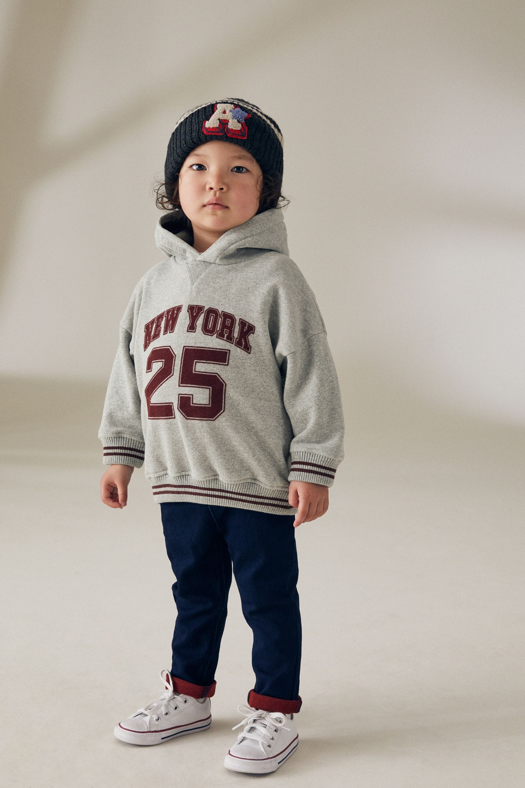 Grey/Burgandy Varsity Jersey Hoodie (3mths-7yrs)