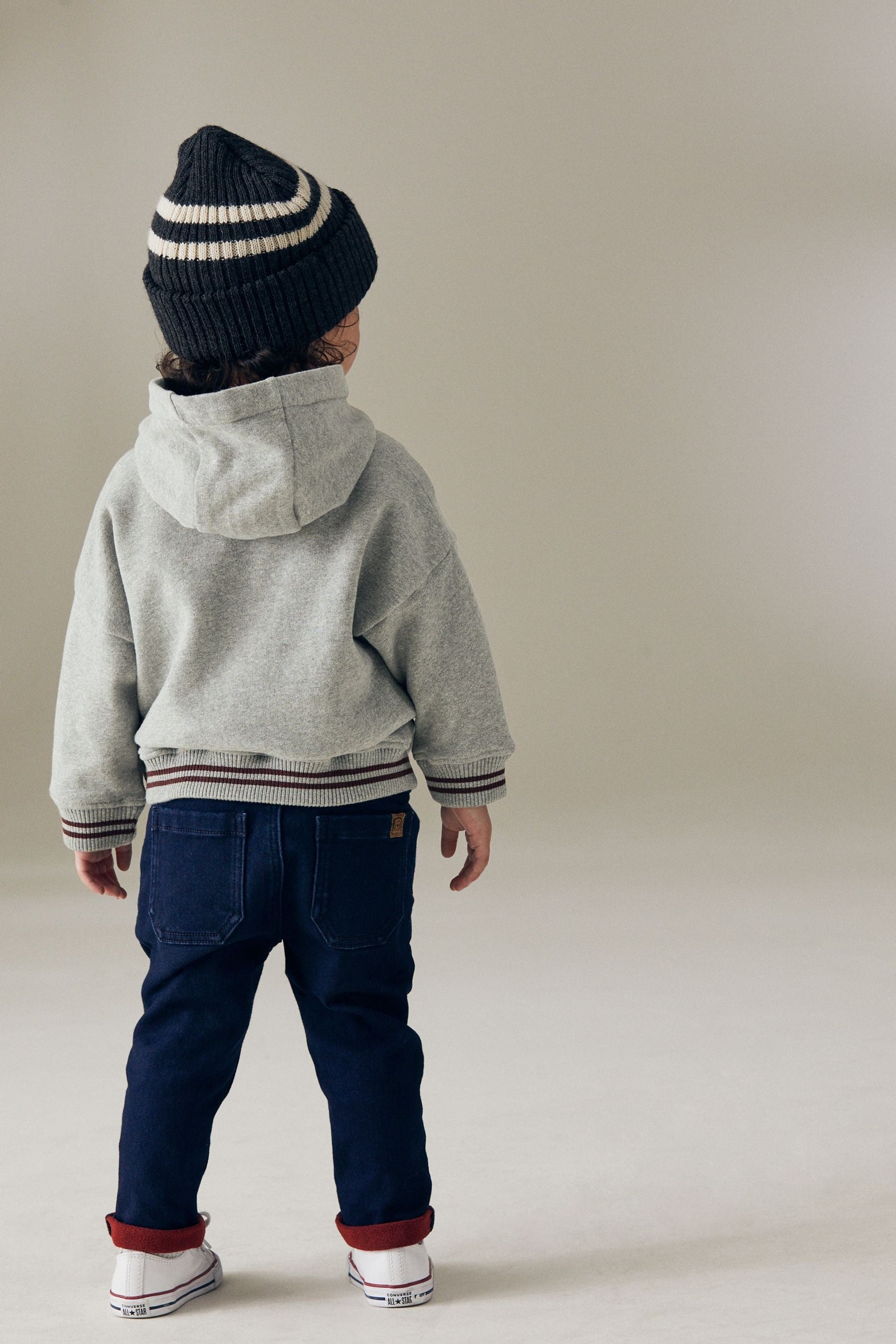 Grey/Burgandy Varsity Jersey Hoodie (3mths-7yrs)