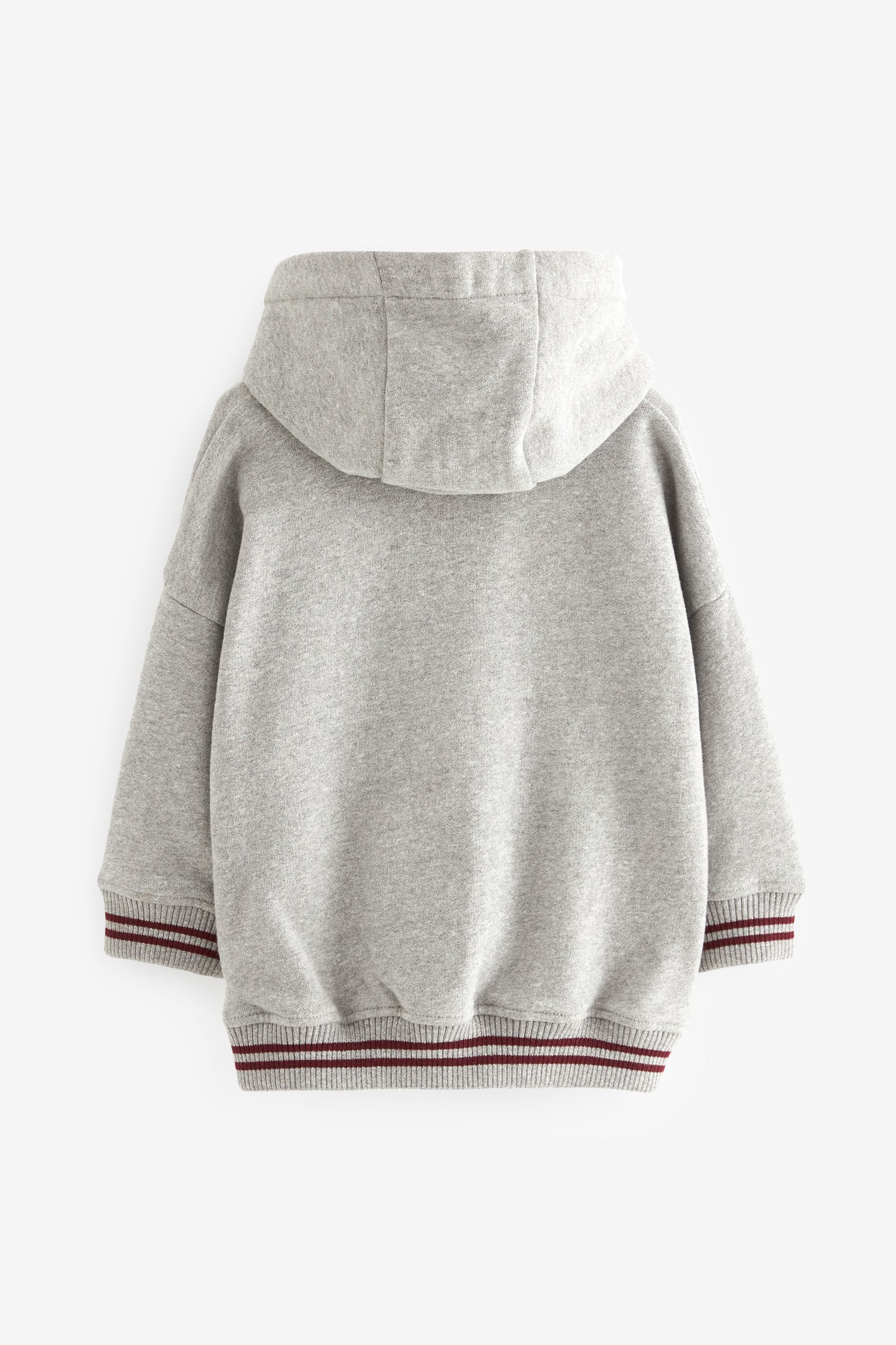 Grey/Burgandy Varsity Jersey Hoodie (3mths-7yrs)