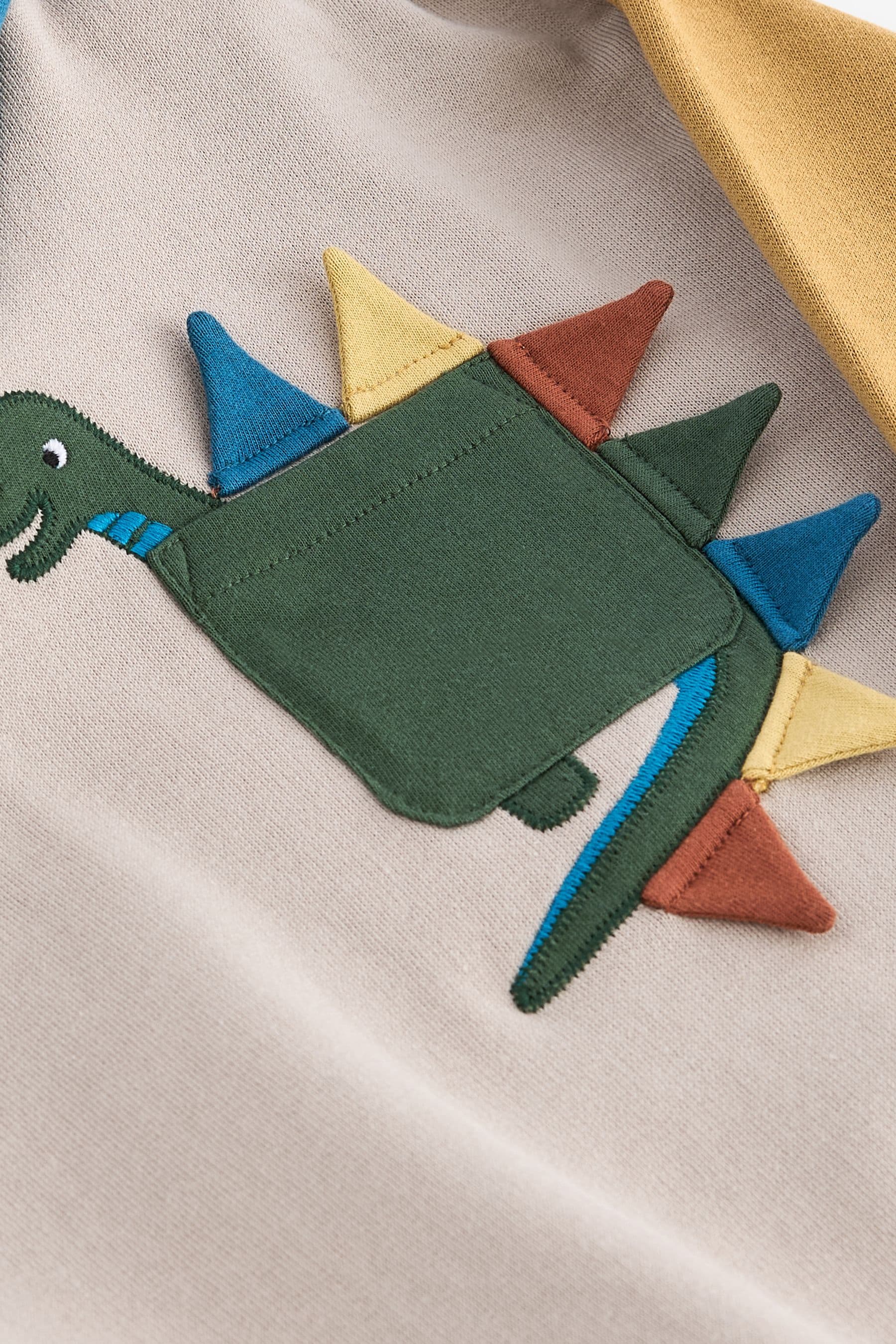 Stone/Green/Blue Dinosaur Colourblock Character Hoodie (3mths-7yrs)