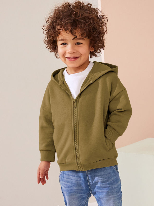 Olive Green Zip Through Hoodie (3mths-7yrs)