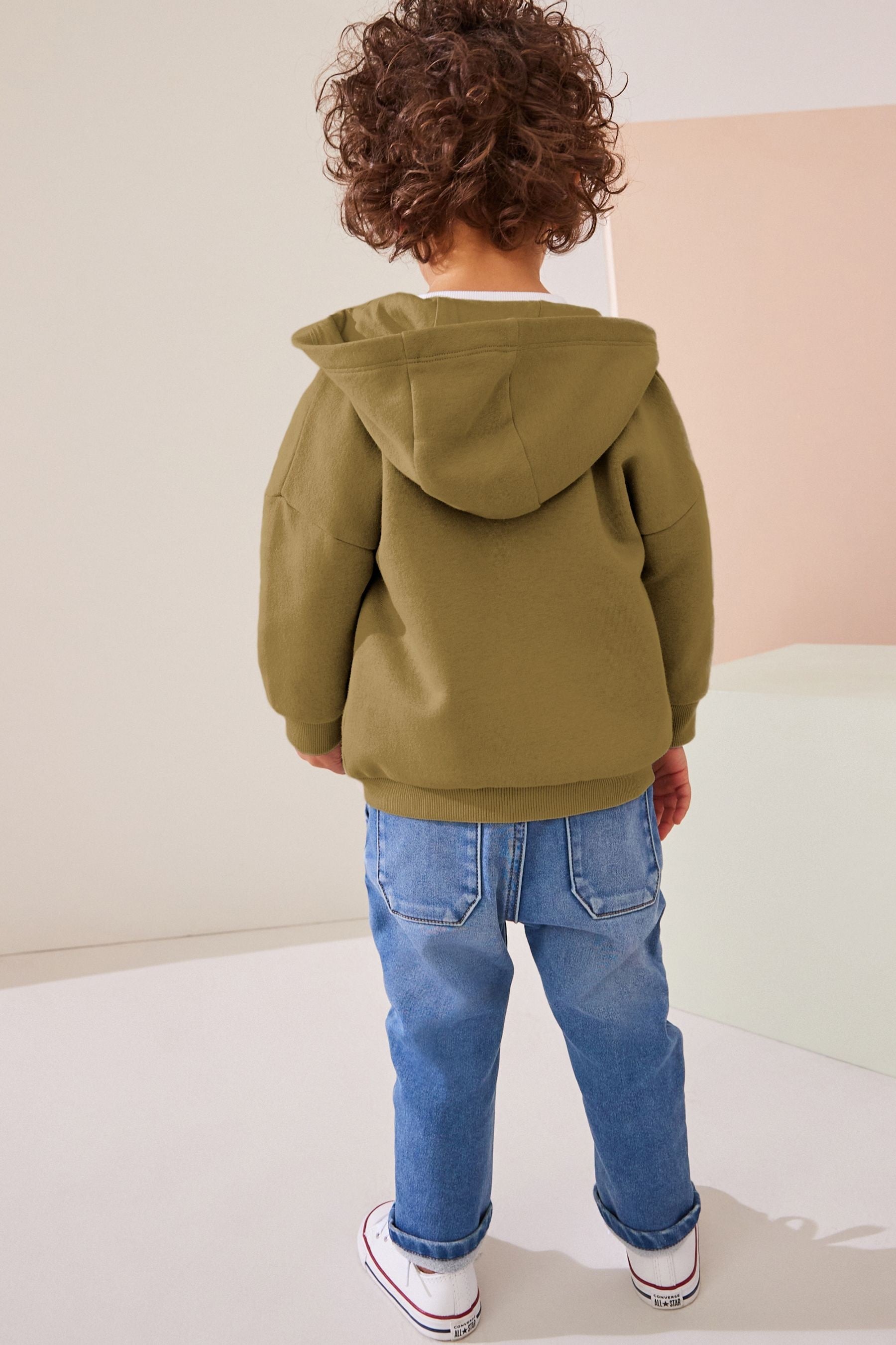 Olive Green Zip Through Hoodie (3mths-7yrs)