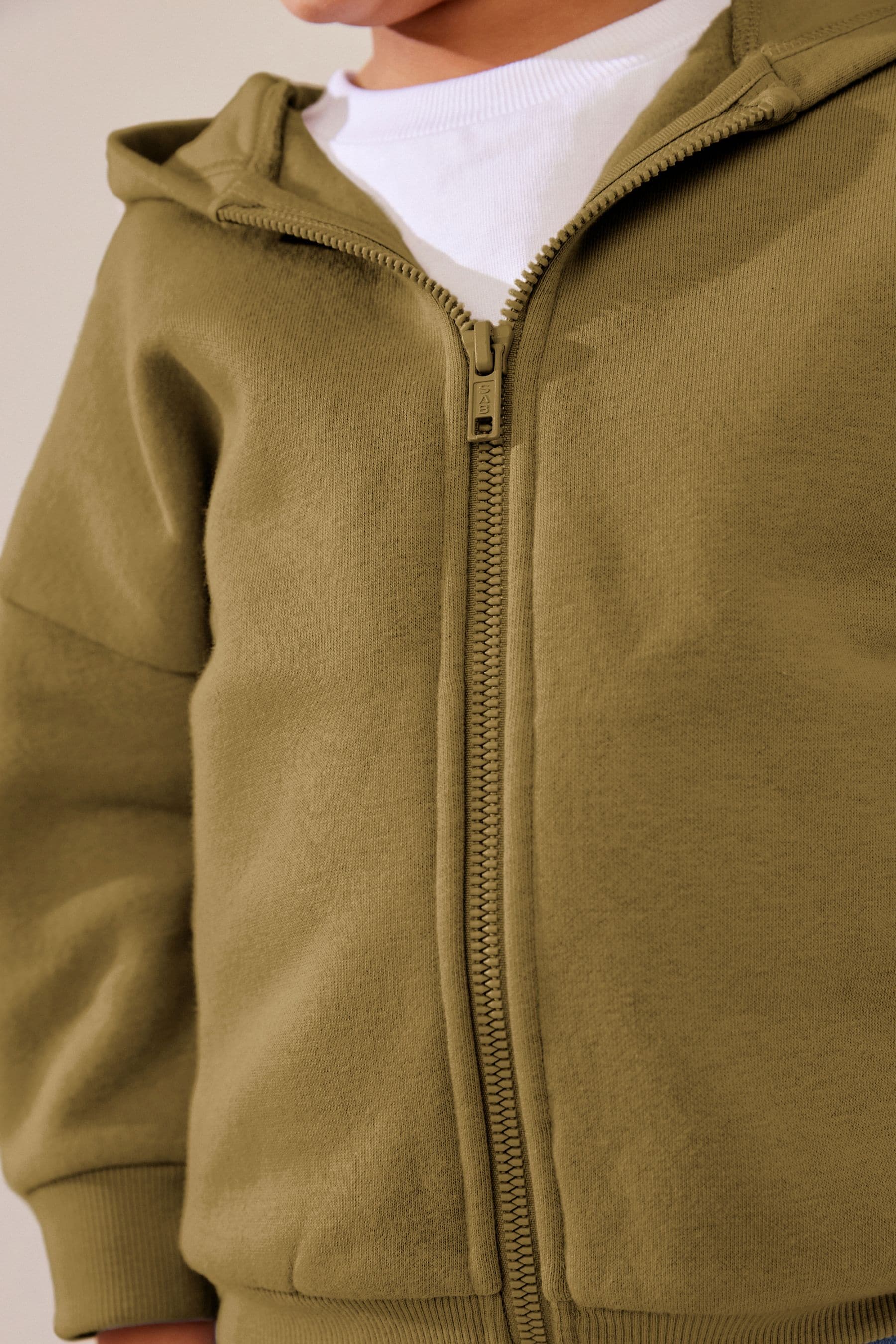 Olive Green Zip Through Hoodie (3mths-7yrs)