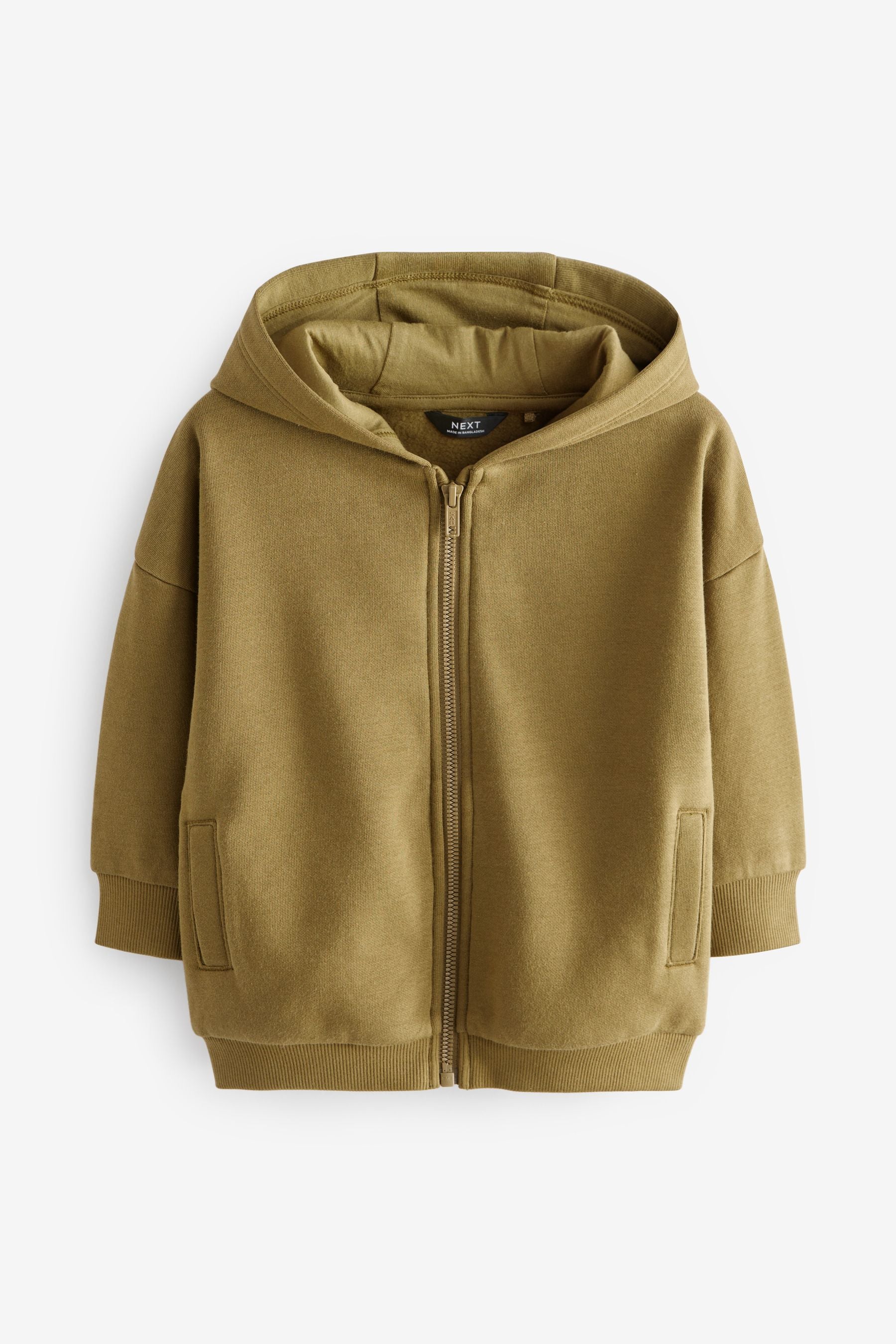 Olive Green Zip Through Hoodie (3mths-7yrs)