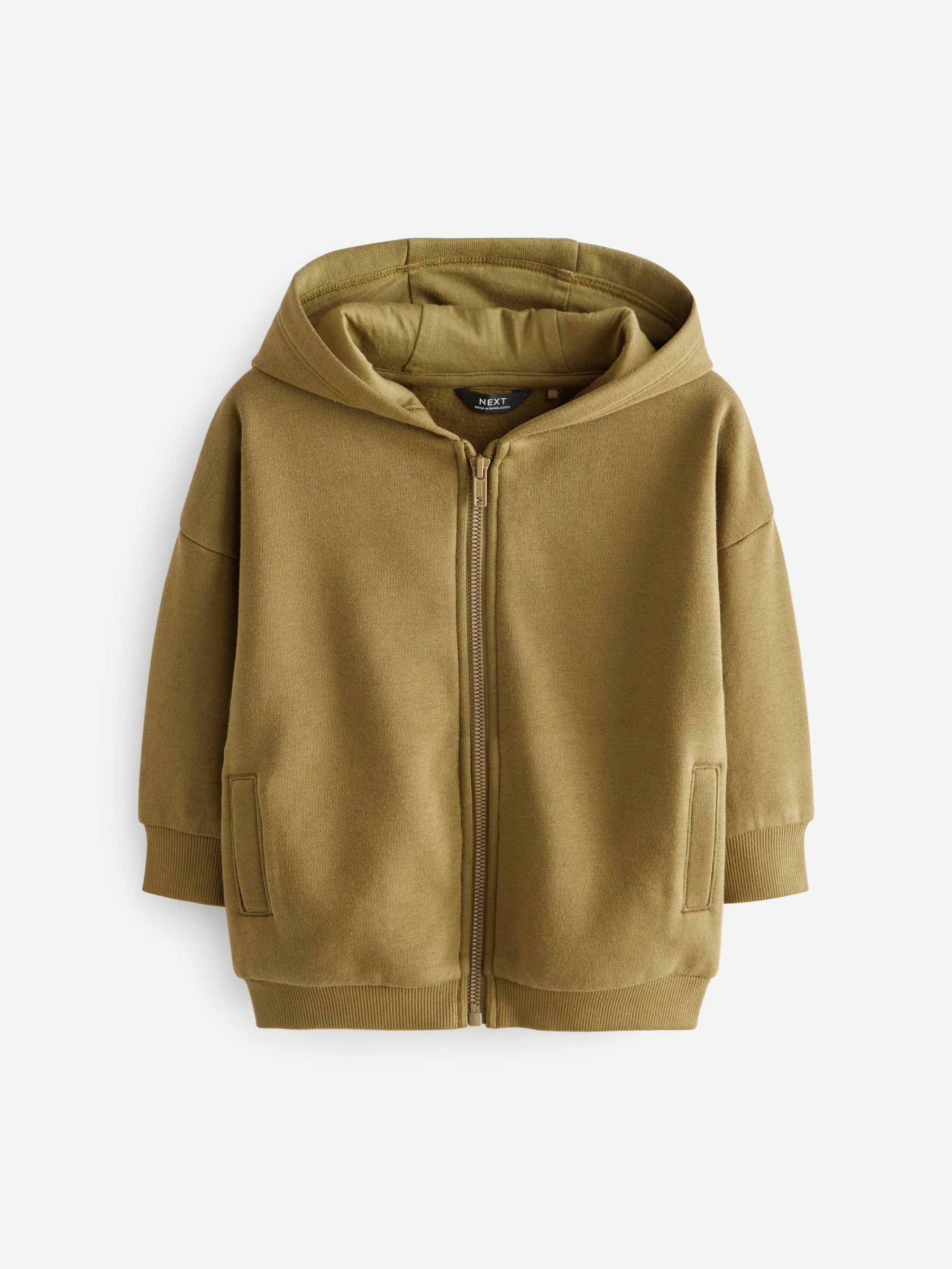 Olive Green Zip Through Hoodie (3mths-7yrs)