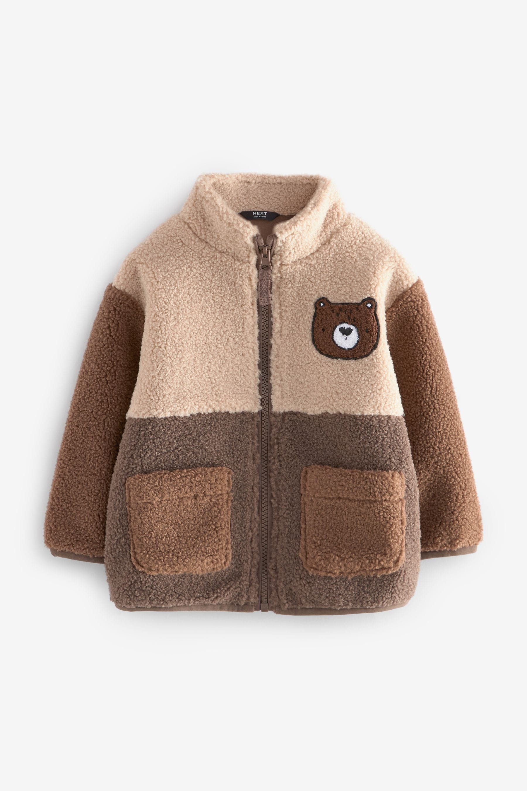 Brown Colourblock Fleece Zip Through Jacket (3mths-7yrs)