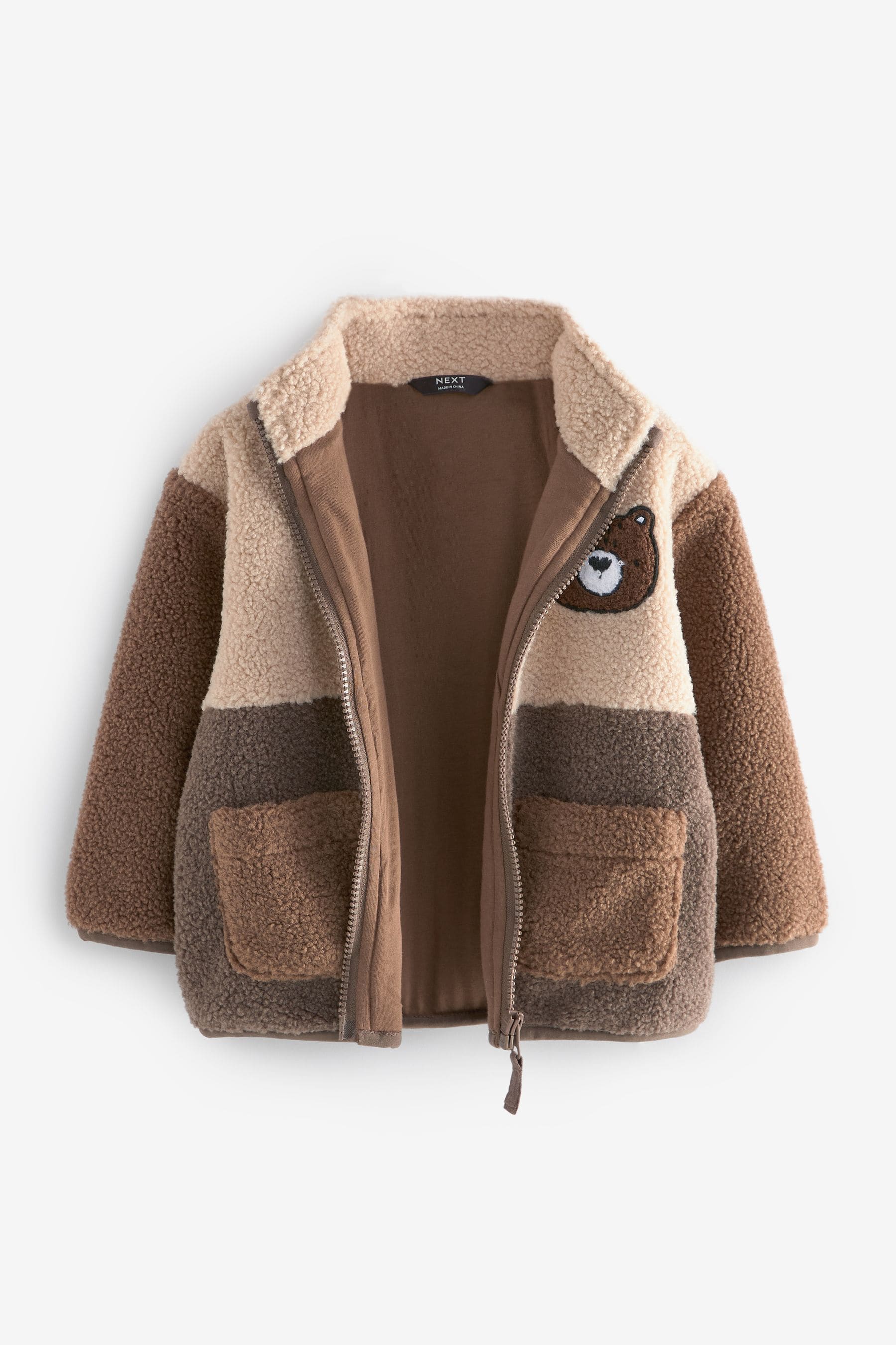 Brown Colourblock Fleece Zip Through Jacket (3mths-7yrs)