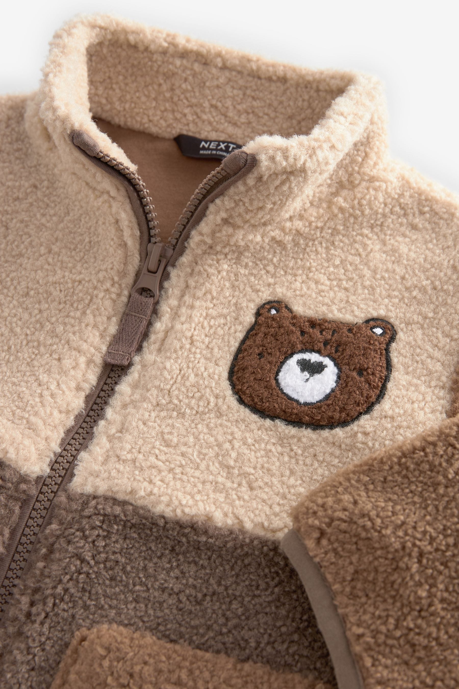 Brown Colourblock Fleece Zip Through Jacket (3mths-7yrs)