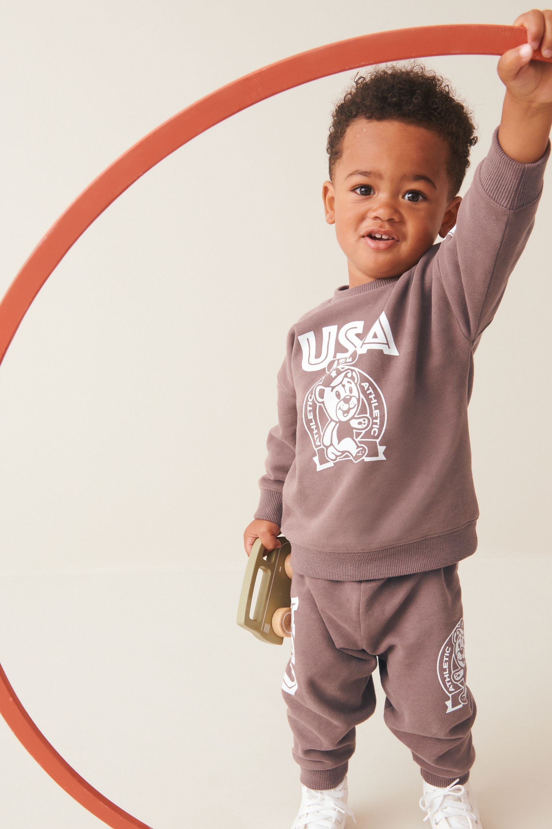 Brown Bear Oversized Slogan Sweatshirt And Joggers Set (3mths-7yrs)