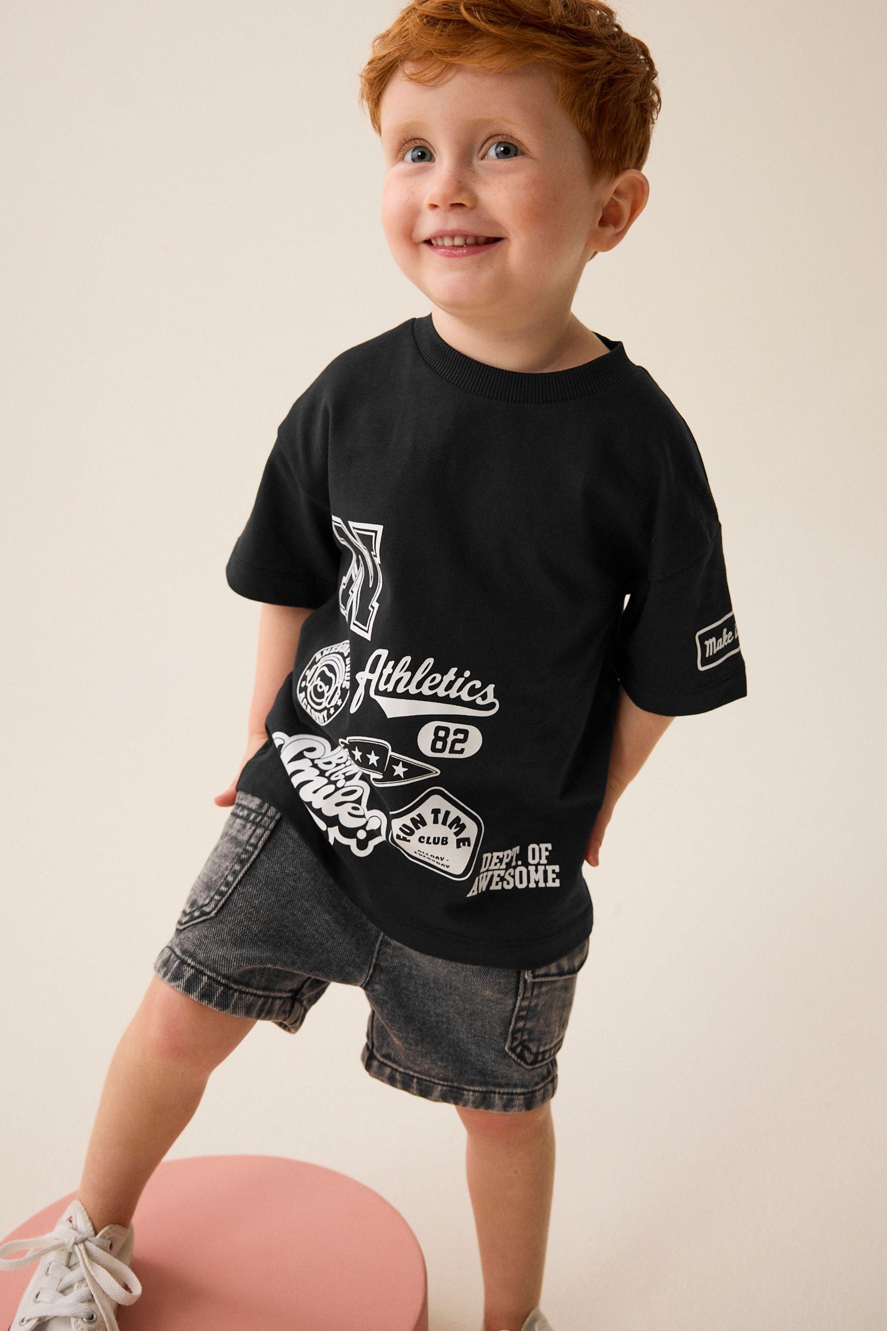 Black Badges 100% Cotton Short Sleeve Varsity T-Shirt (3mths-7yrs)