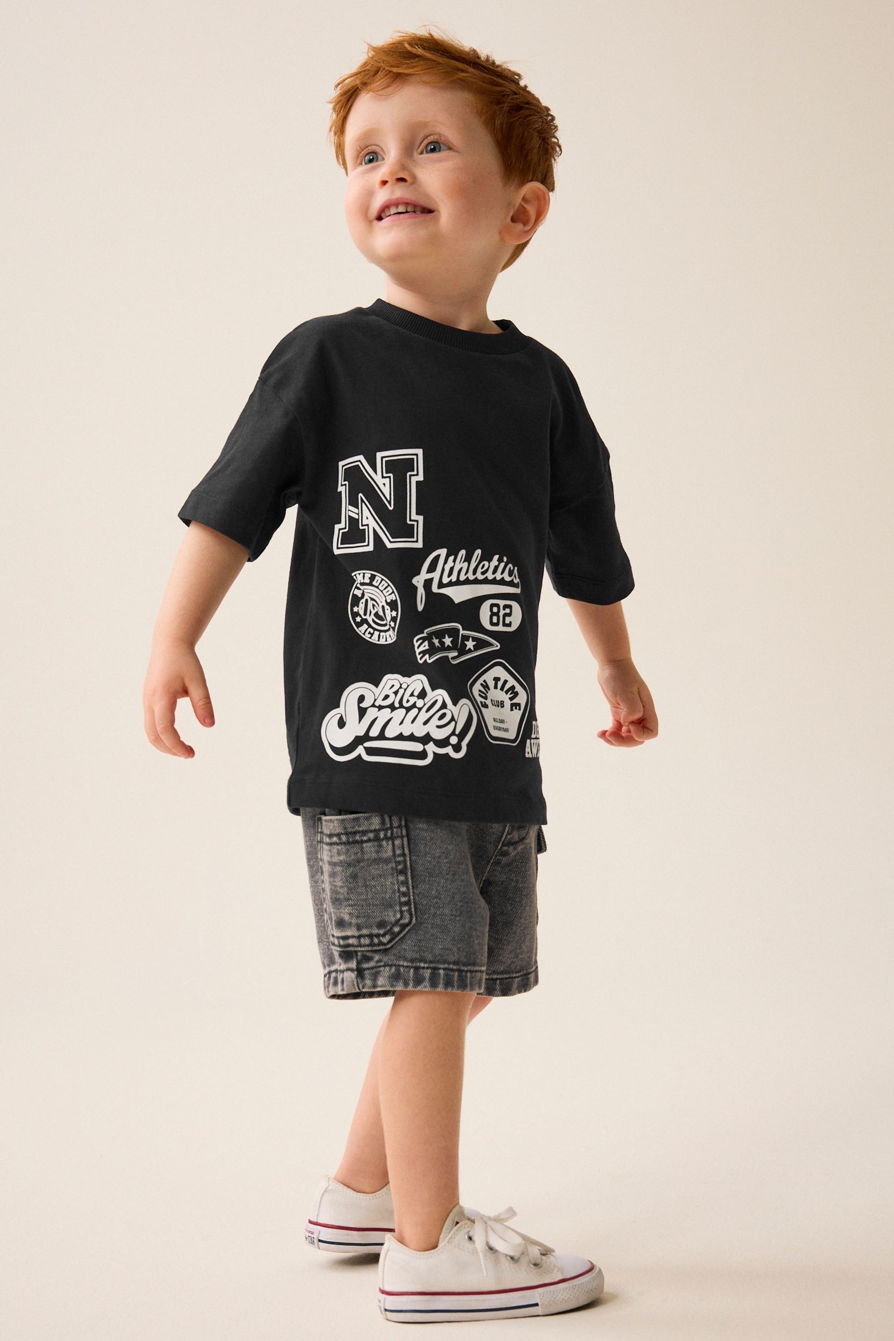 Black Badges 100% Cotton Short Sleeve Varsity T-Shirt (3mths-7yrs)