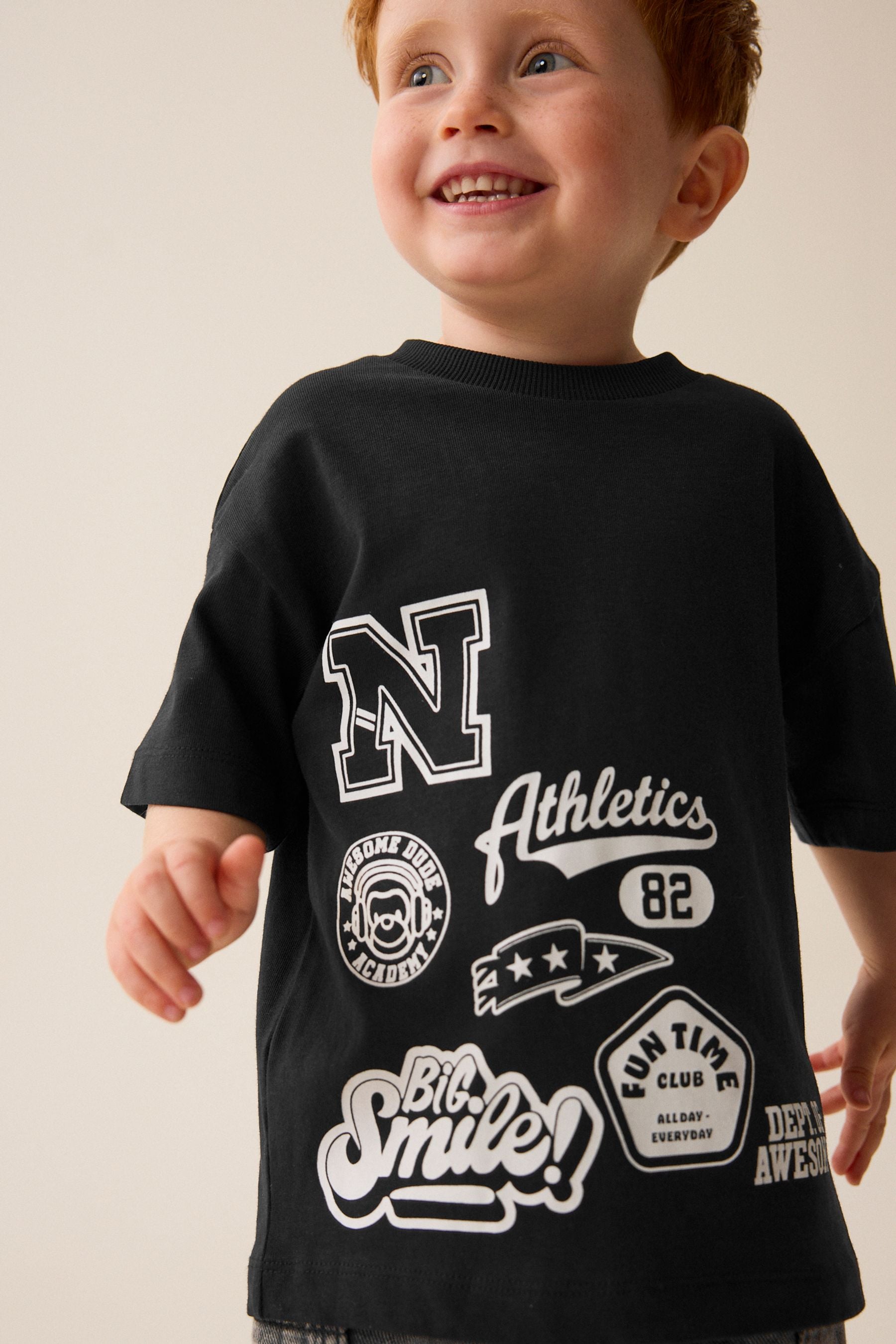 Black Badges 100% Cotton Short Sleeve Varsity T-Shirt (3mths-7yrs)