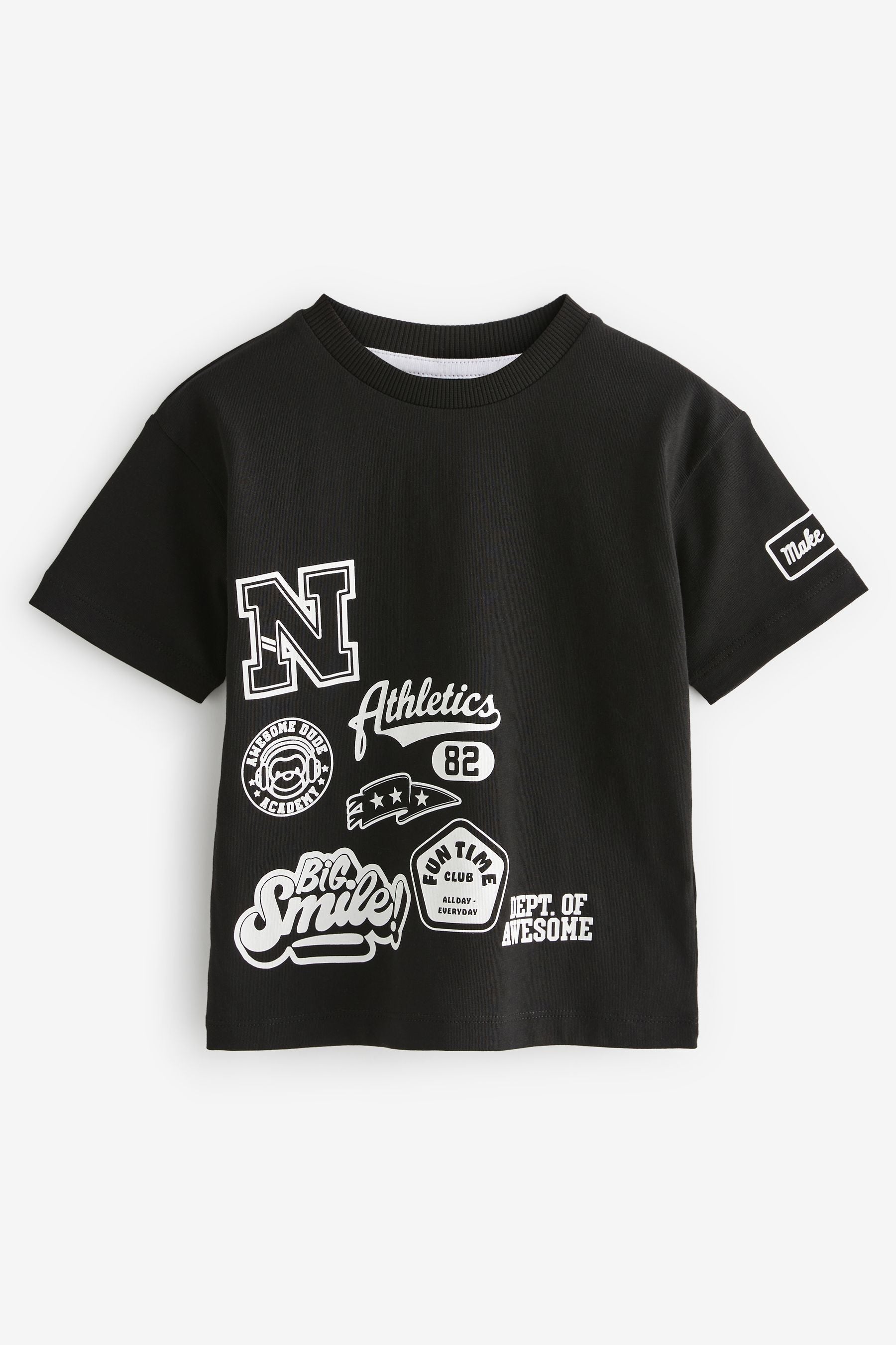 Black Badges 100% Cotton Short Sleeve Varsity T-Shirt (3mths-7yrs)