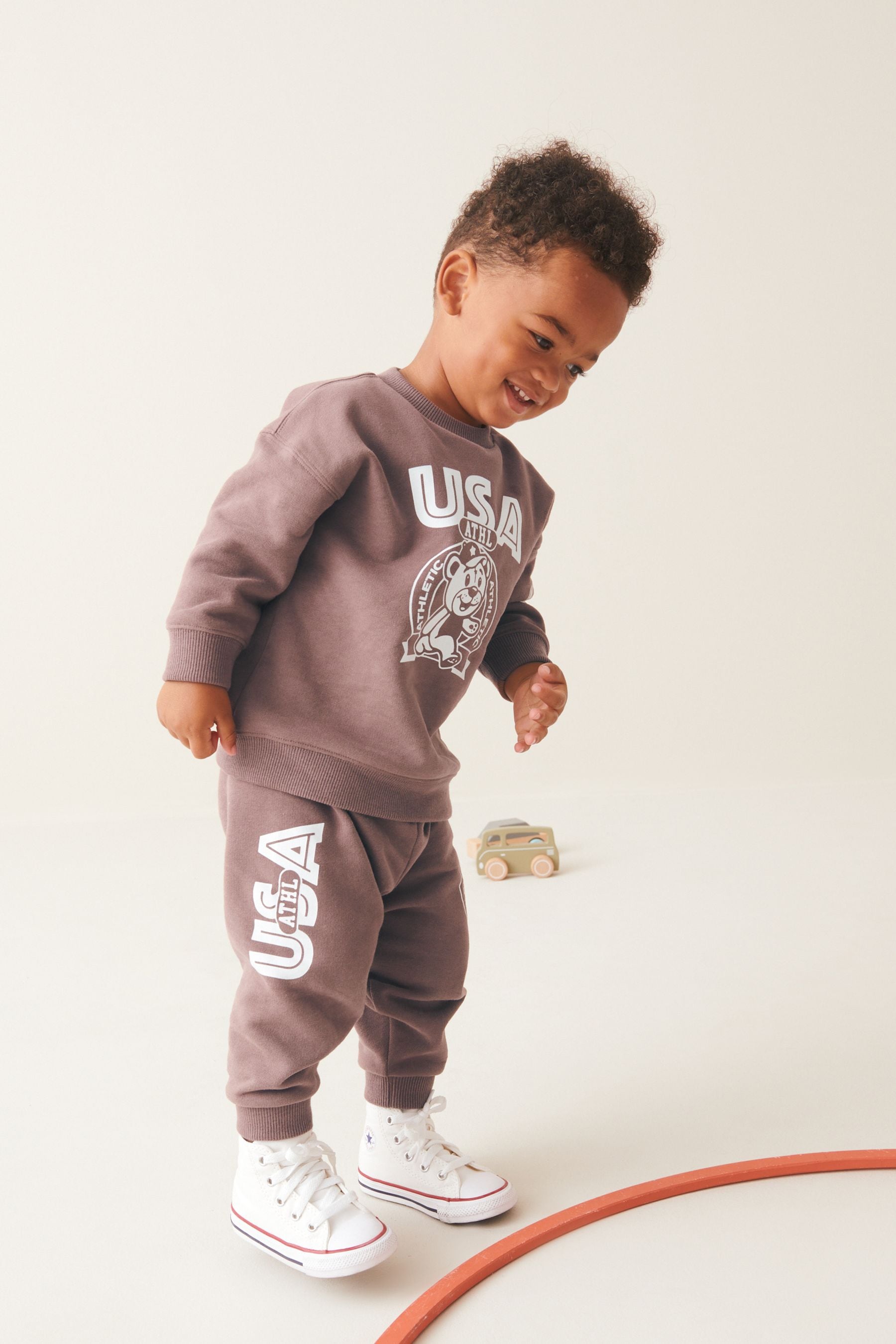 Brown Bear Oversized Slogan Sweatshirt And Joggers Set (3mths-7yrs)