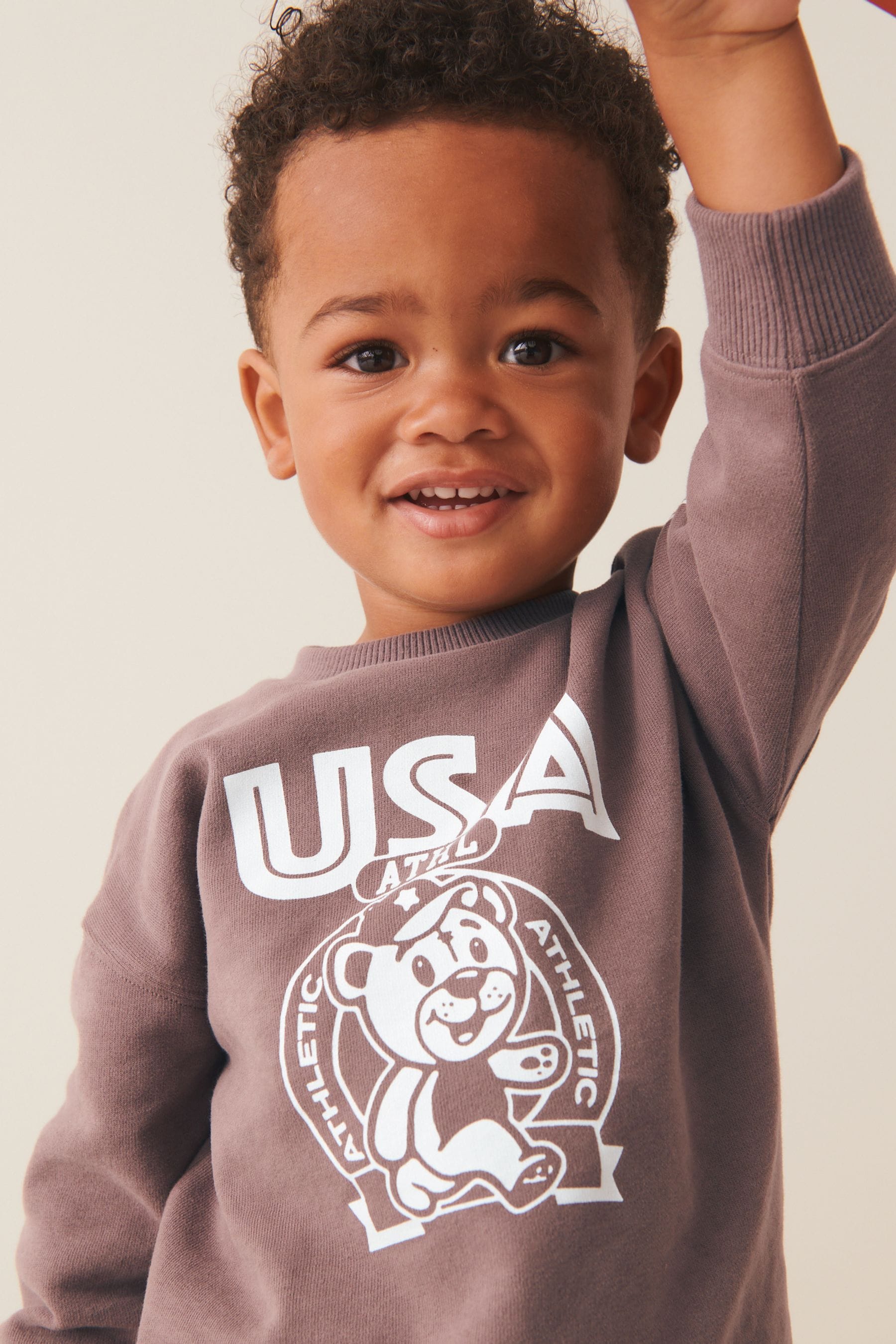 Brown Bear Oversized Slogan Sweatshirt And Joggers Set (3mths-7yrs)