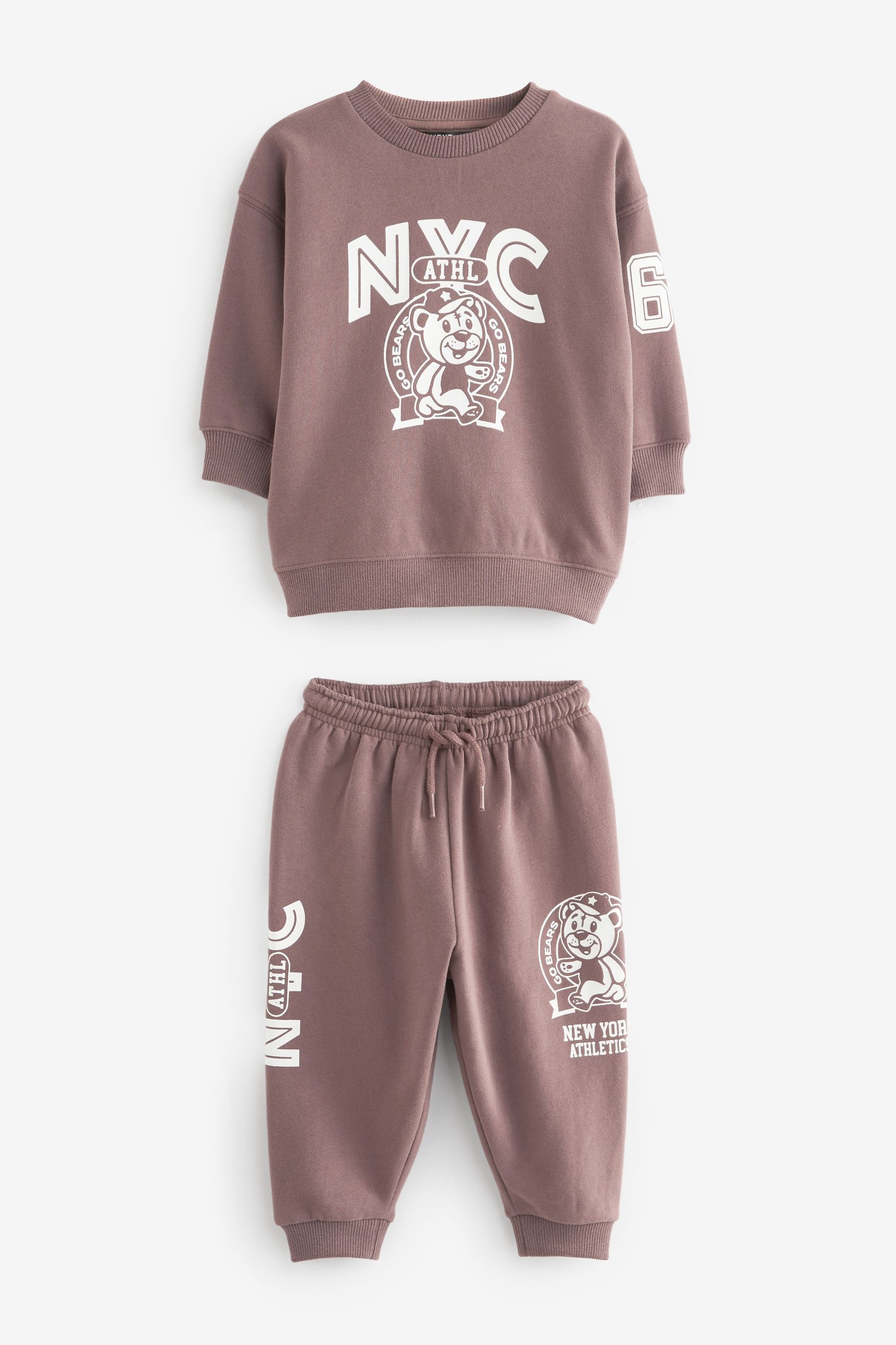 Brown Bear Oversized Slogan Sweatshirt And Joggers Set (3mths-7yrs)