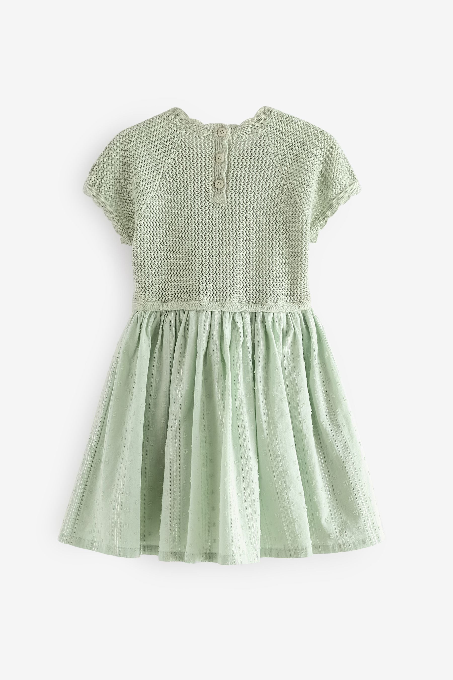 Mint Green Flower Knit 2fer Dress (3mths-7yrs)