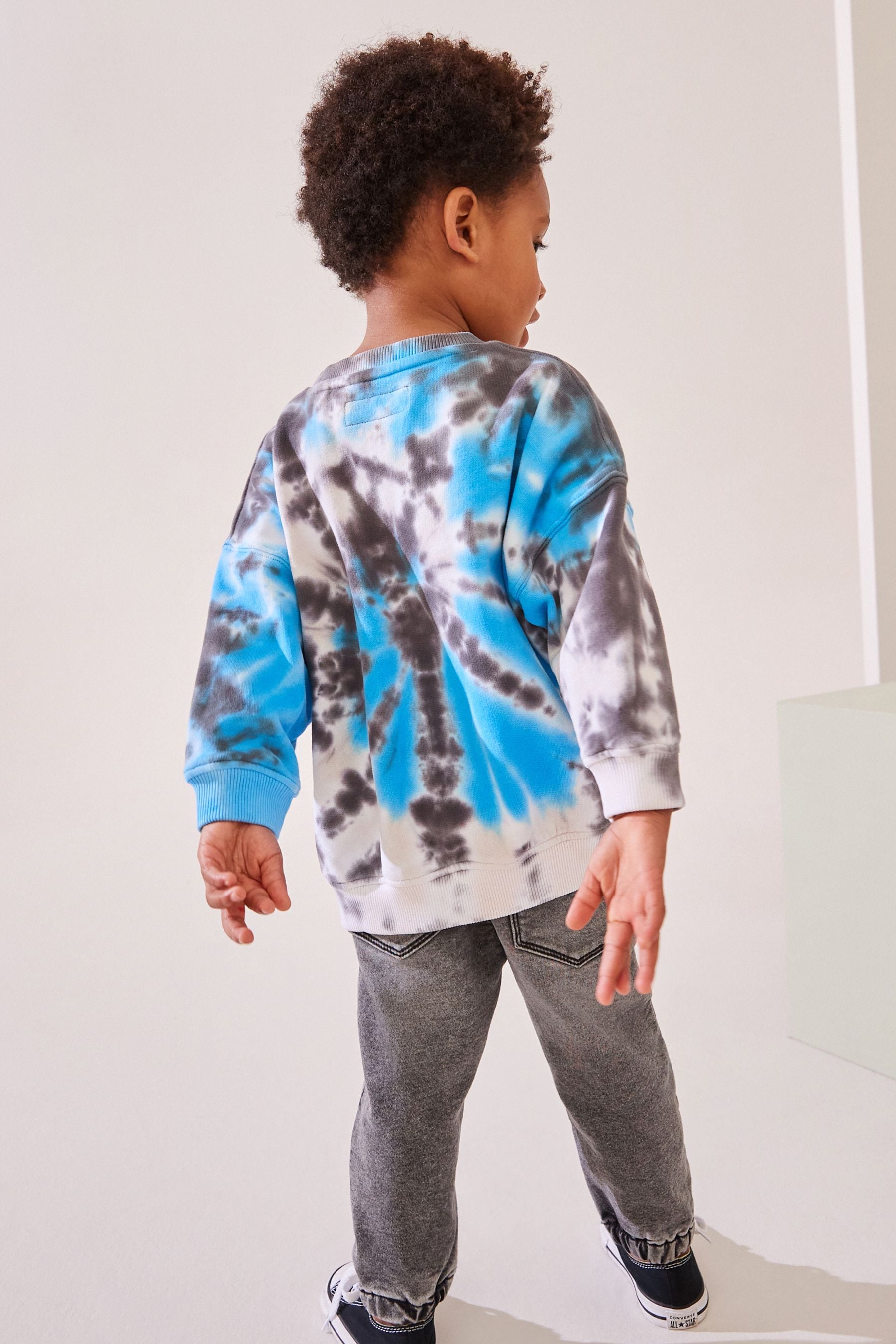 Grey/Blue Tie Dye All Over Print Sweatshirt (3mths-7yrs)