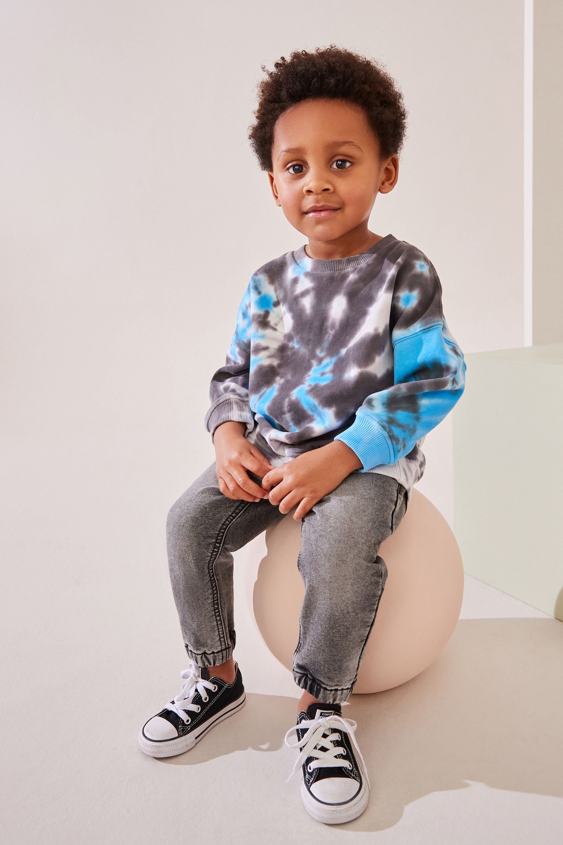 Grey/Blue Tie Dye All Over Print Sweatshirt (3mths-7yrs)