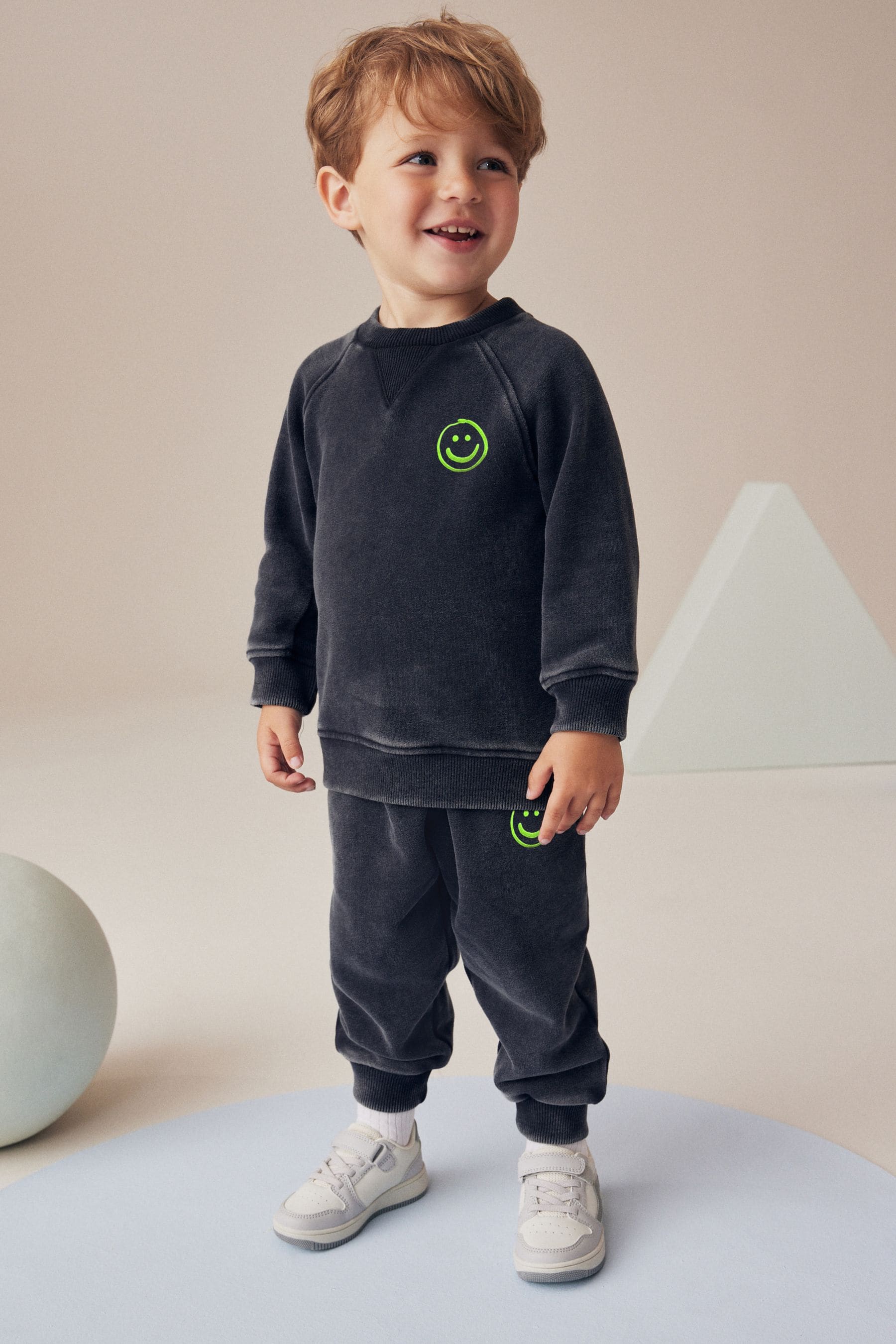 Charcoal Grey/Green Acid Wash Sweatshirt and Jogger Set (3mths-7yrs)