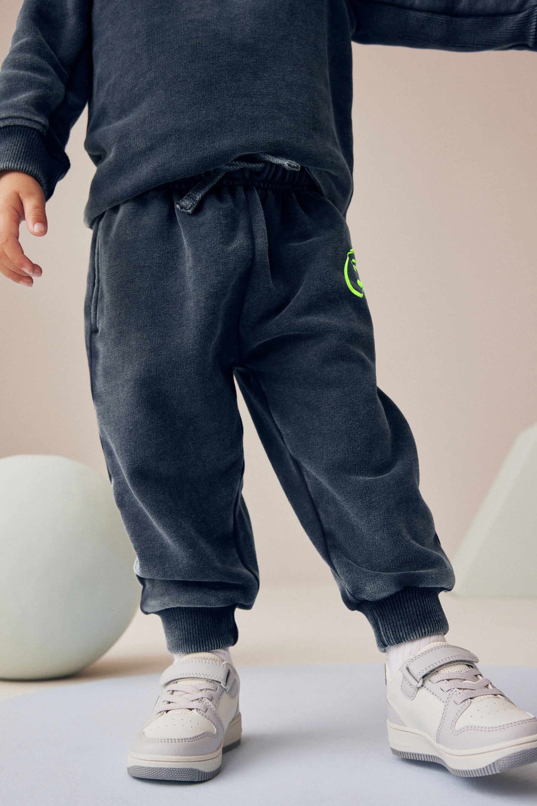 Charcoal Grey/Green Acid Wash Sweatshirt and Jogger Set (3mths-7yrs)