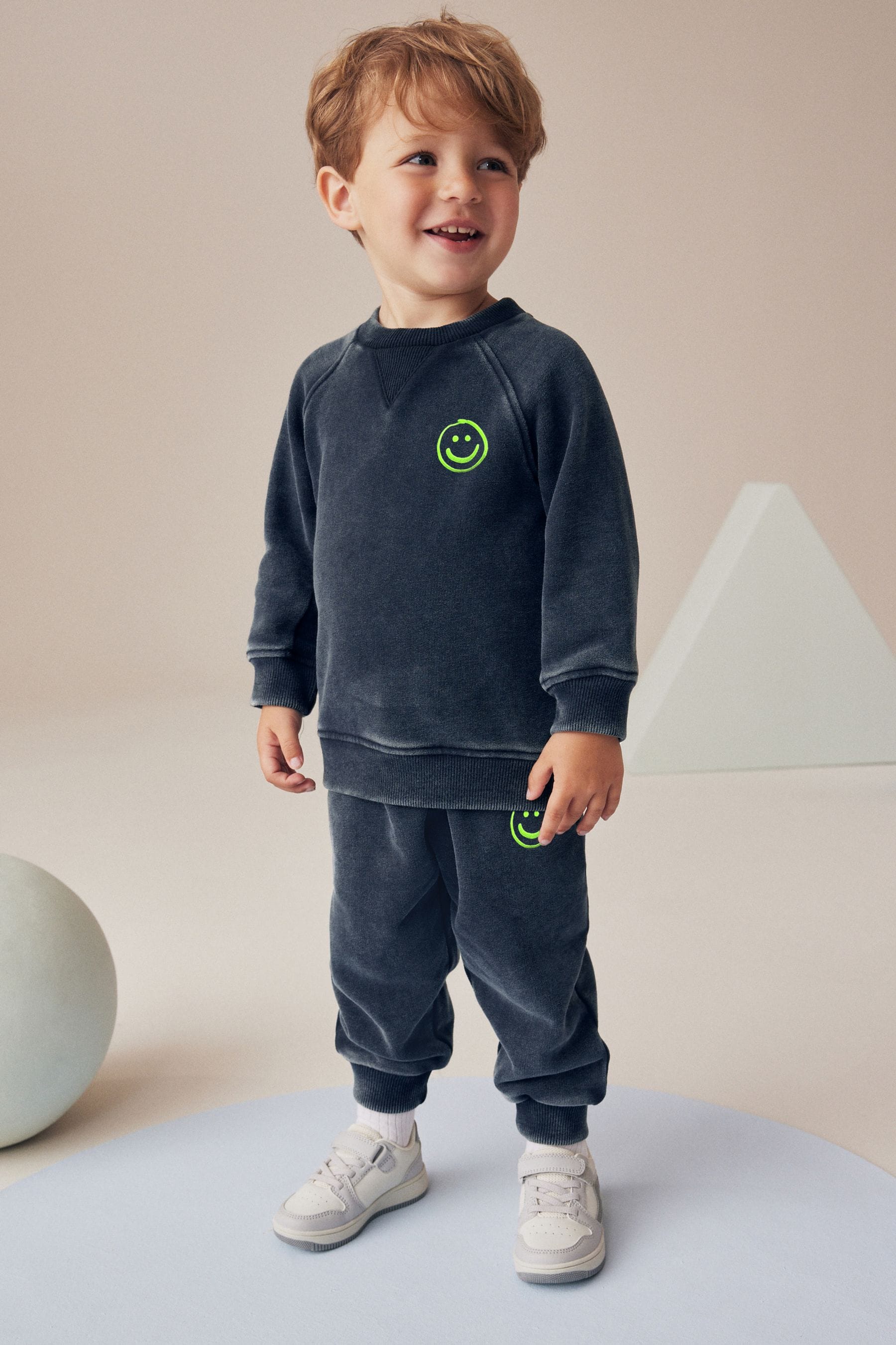 Charcoal Grey/Green Acid Wash Sweatshirt and Jogger Set (3mths-7yrs)