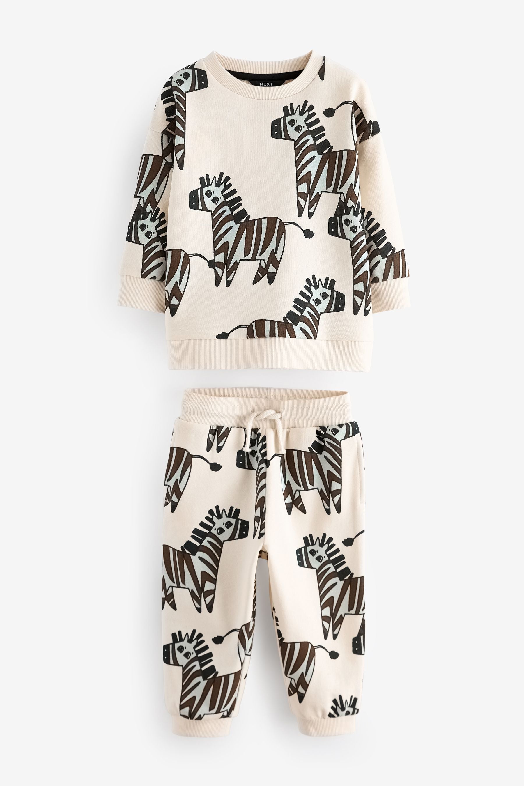 Ecru Zebra All Over Print Character Sweatshirt and Joggers Set (3mths-7yrs)