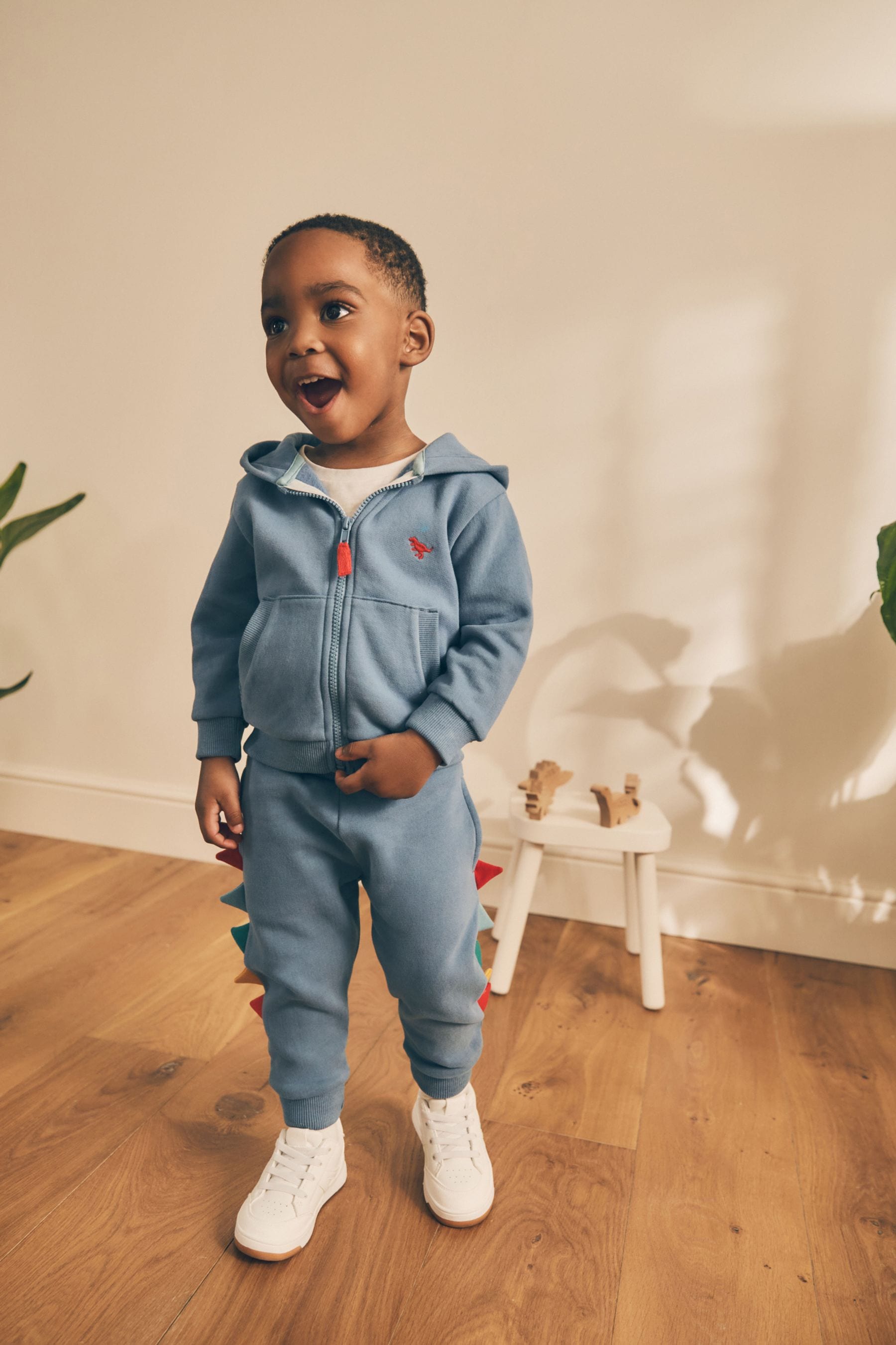 Blue Dinosaur Spikes Zip Through Hoodie and Joggers Set (3mths-7yrs)