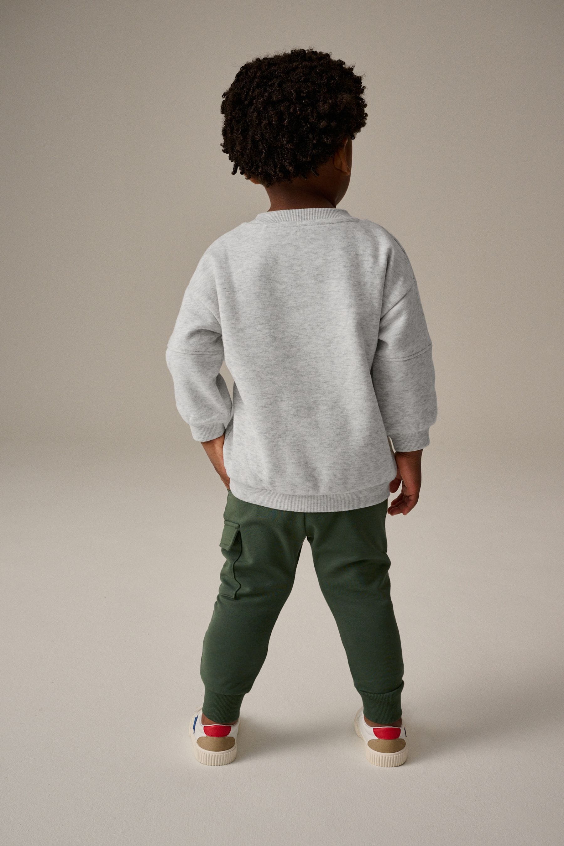 Khaki/Grey Utility Sweatshirt and Super Skinny Joggers Set (3mths-7yrs)