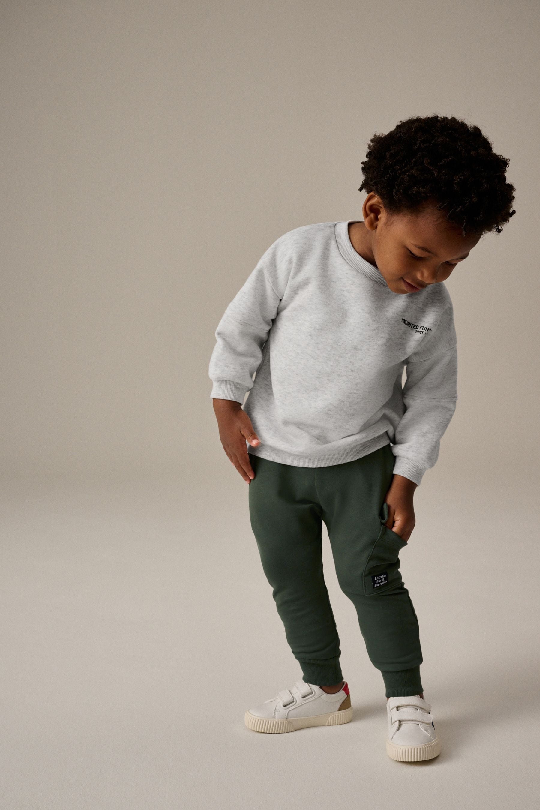 Khaki/Grey Utility Sweatshirt and Super Skinny Joggers Set (3mths-7yrs)