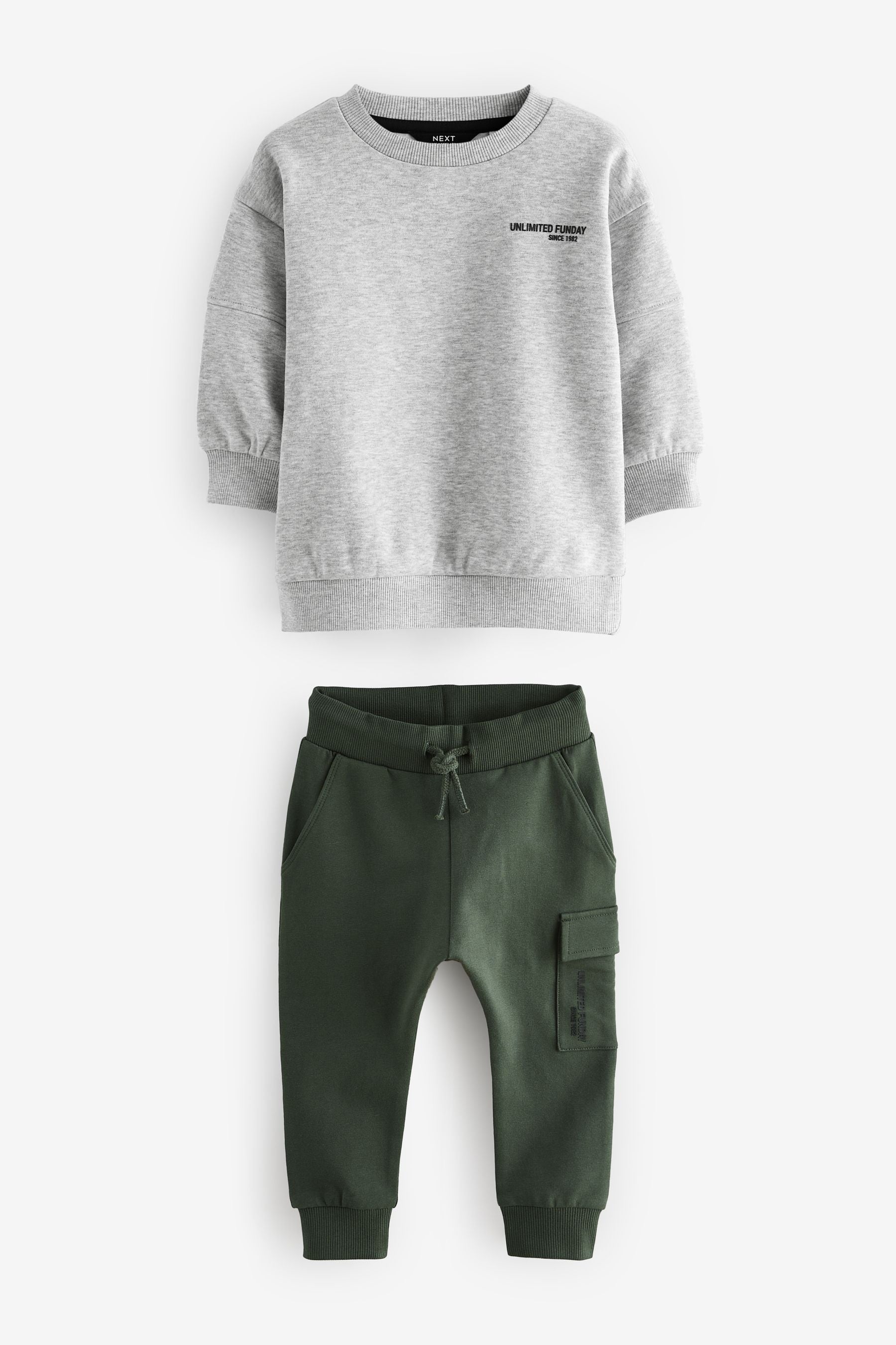 Khaki/Grey Utility Sweatshirt and Super Skinny Joggers Set (3mths-7yrs)