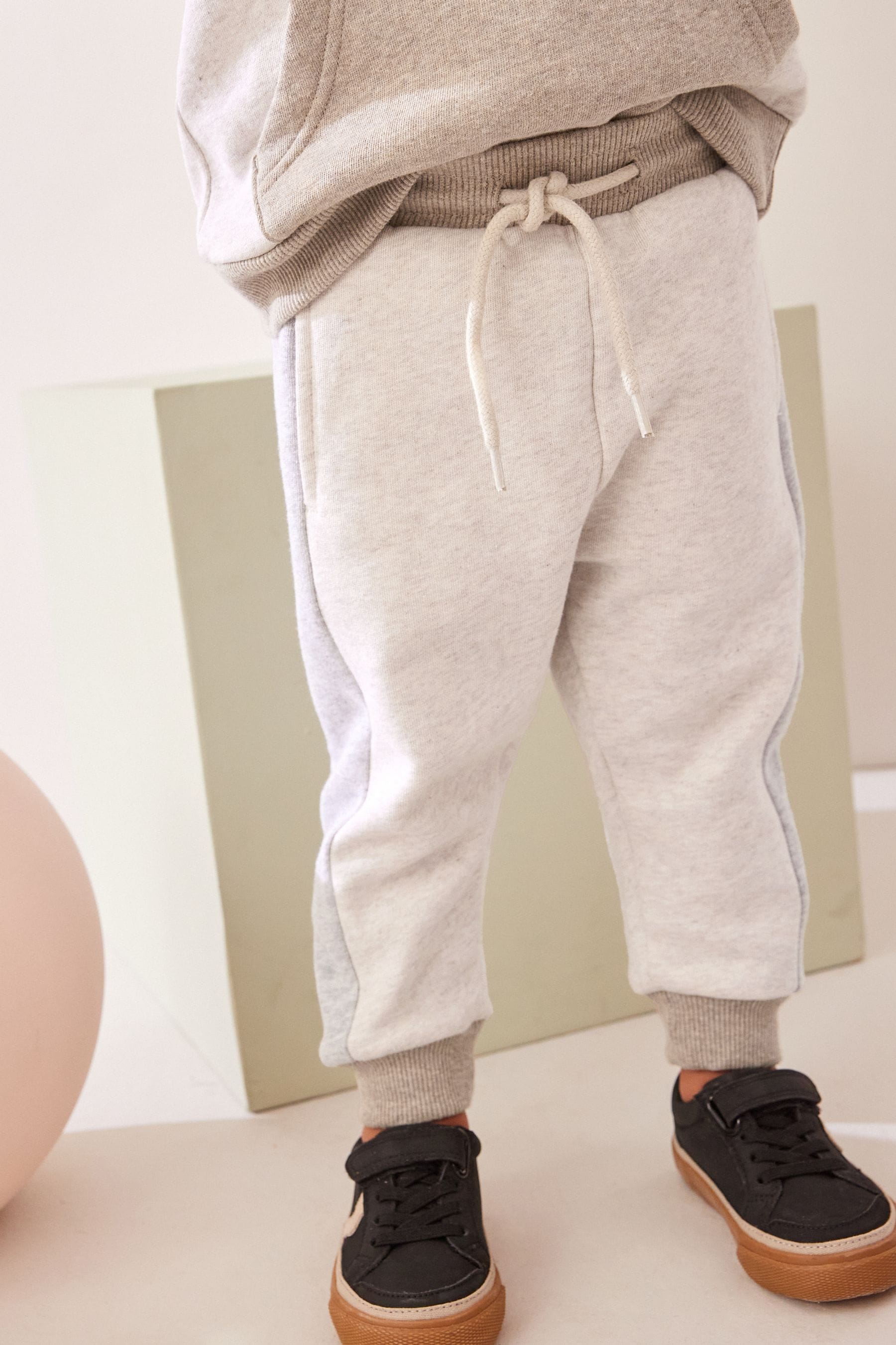 Grey/Ecru Cream Colourblock Hoodie and Joggers Set (3mths-7yrs)