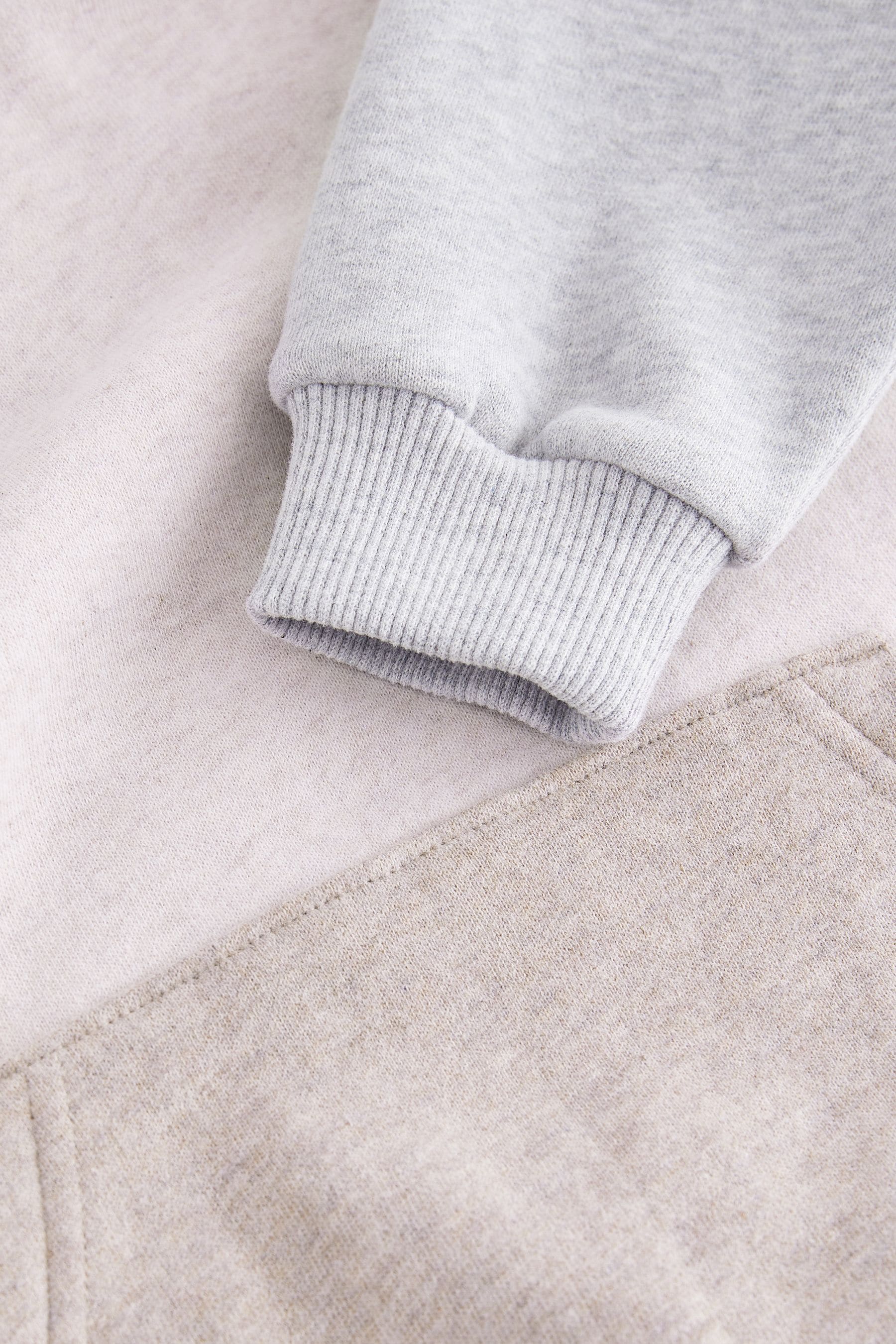 Grey/Ecru Cream Colourblock Hoodie and Joggers Set (3mths-7yrs)