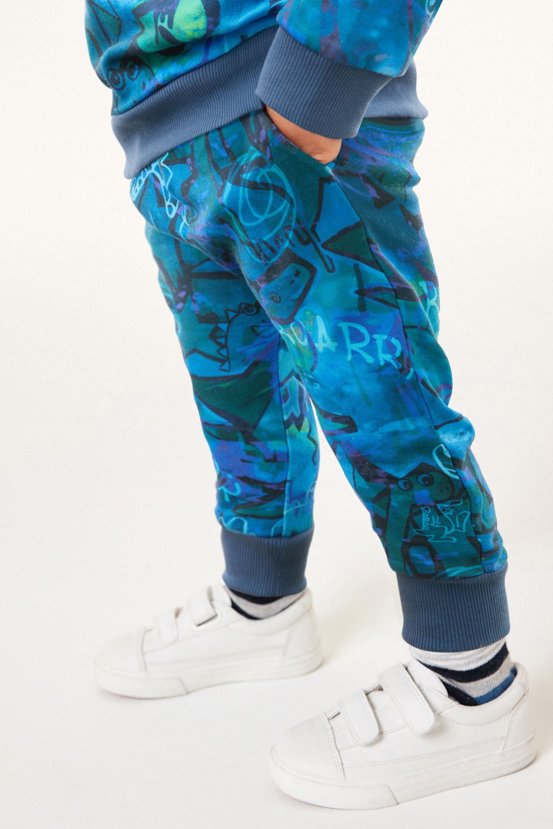 Blue Graffiti All-Over Print Crew Neck Sweatshirt and Joggers Set (3mths-7yrs)