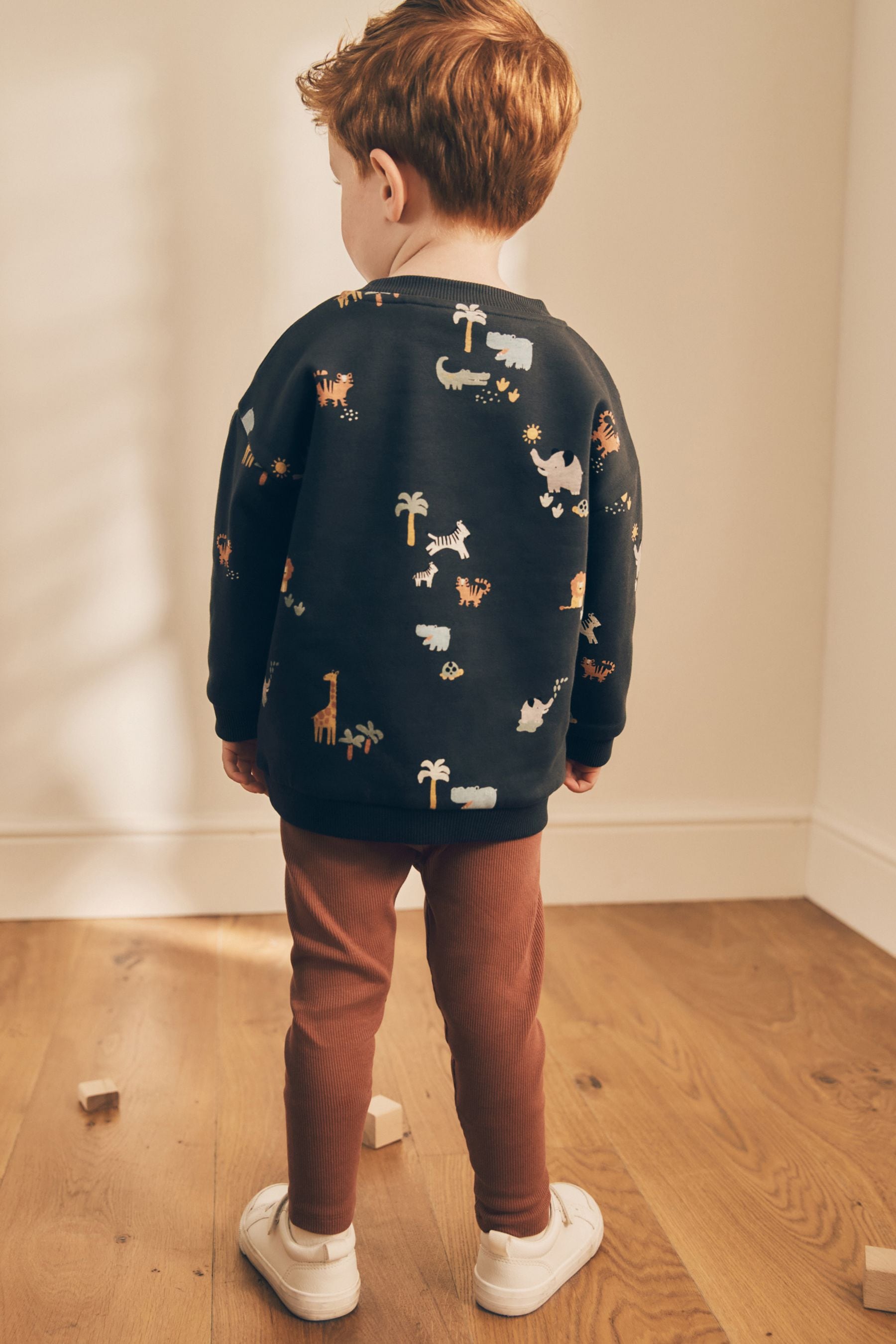 Black/Brown Safari All Over Print Sweatshirt and Leggings Set (3mths-7yrs)