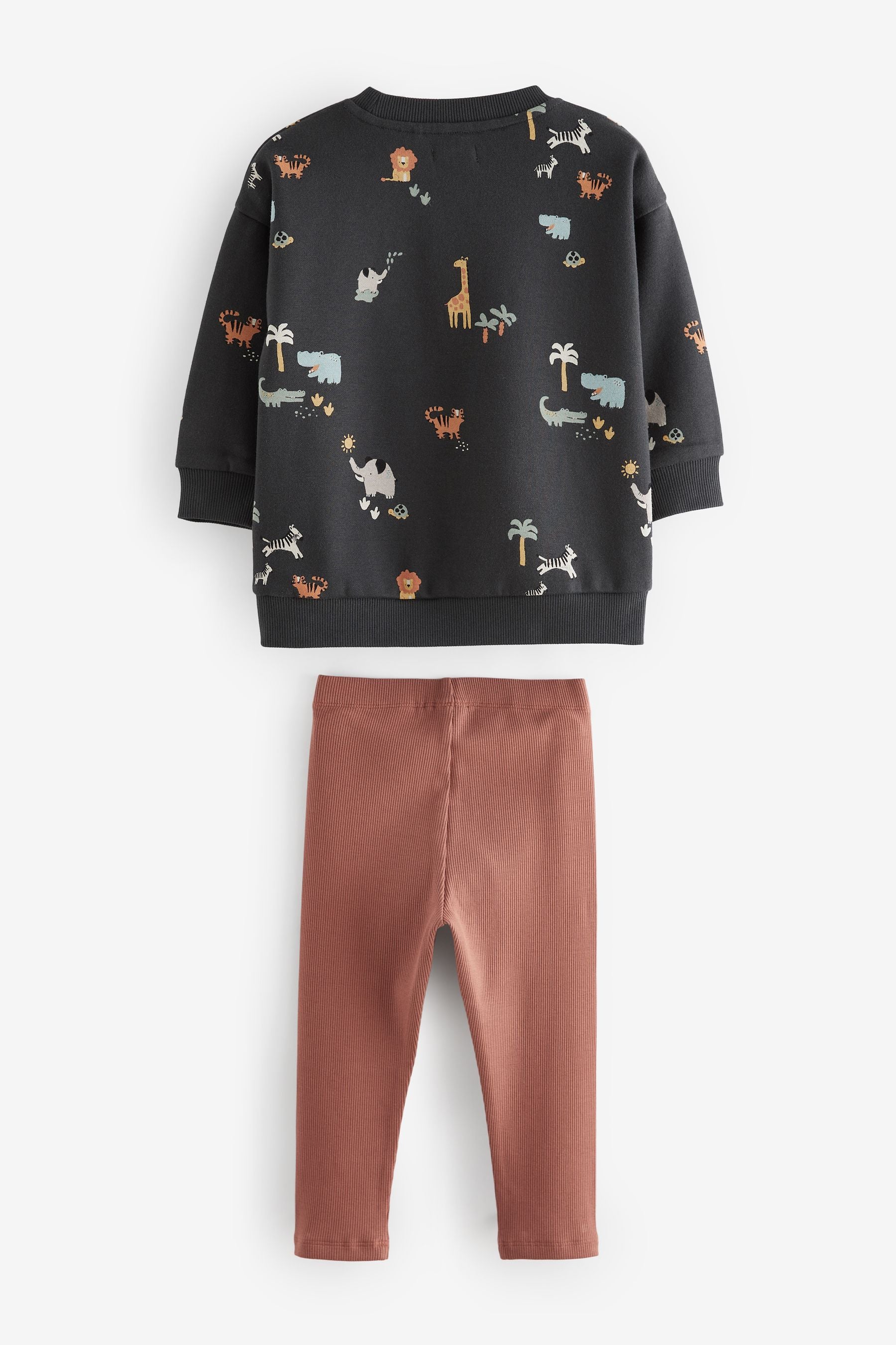 Black/Brown Safari All Over Print Sweatshirt and Legging Set (3mths-7yrs)